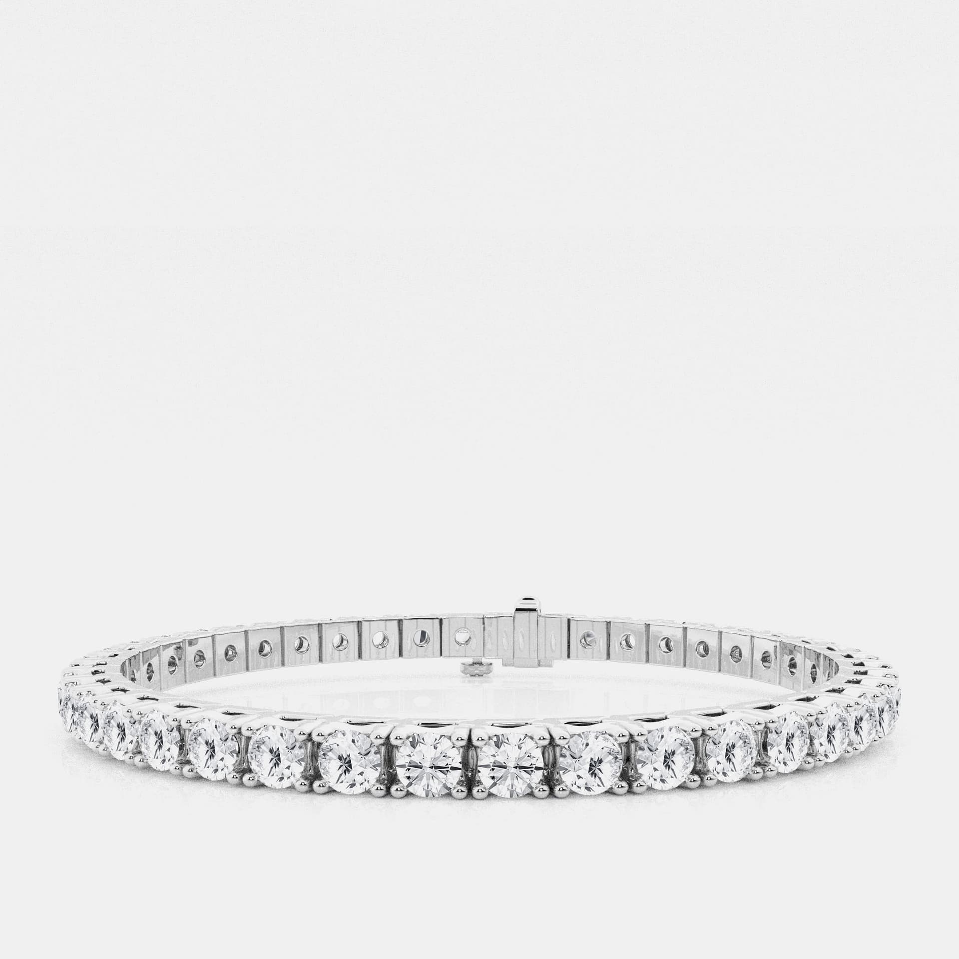 14K White Gold Round Lab Grown Diamond Four Prong Box Tennis Bracelet (8 ctw)