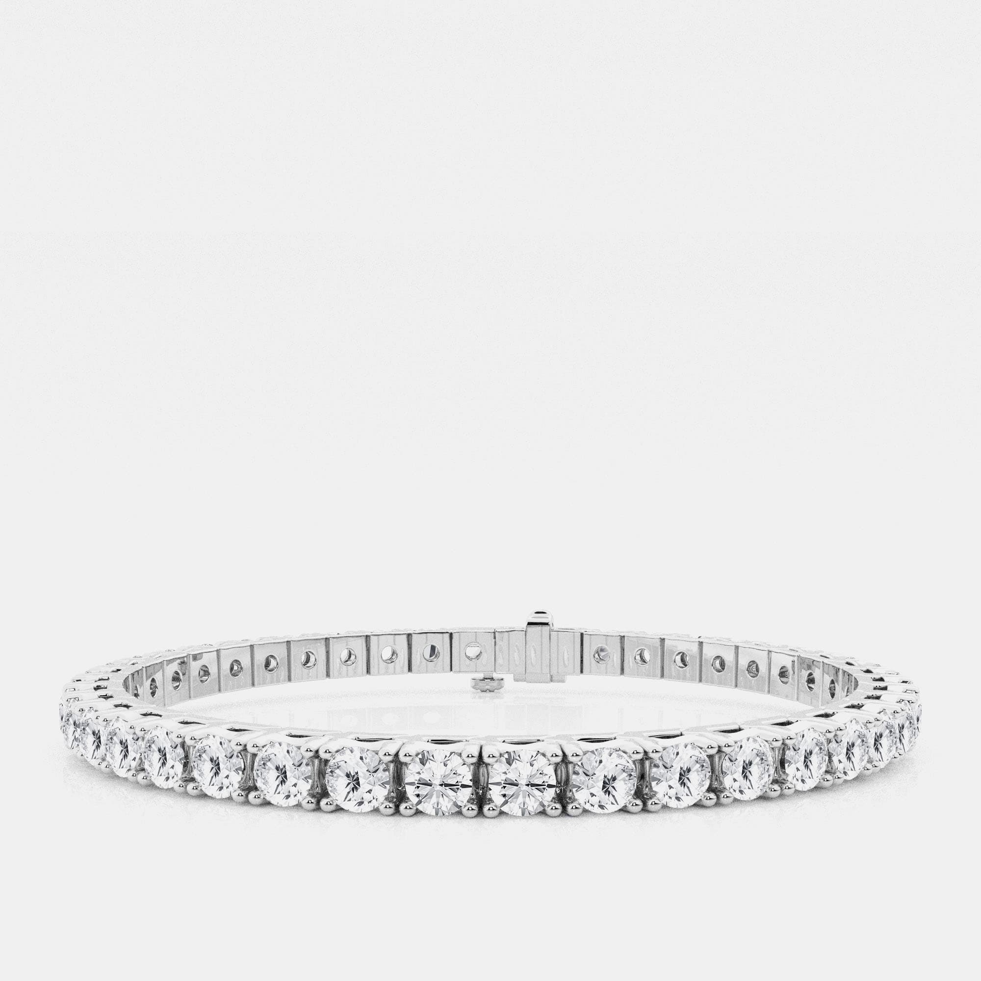14K White Gold Round Lab Grown Diamond Four Prong Box Tennis Bracelet (8 ctw)
