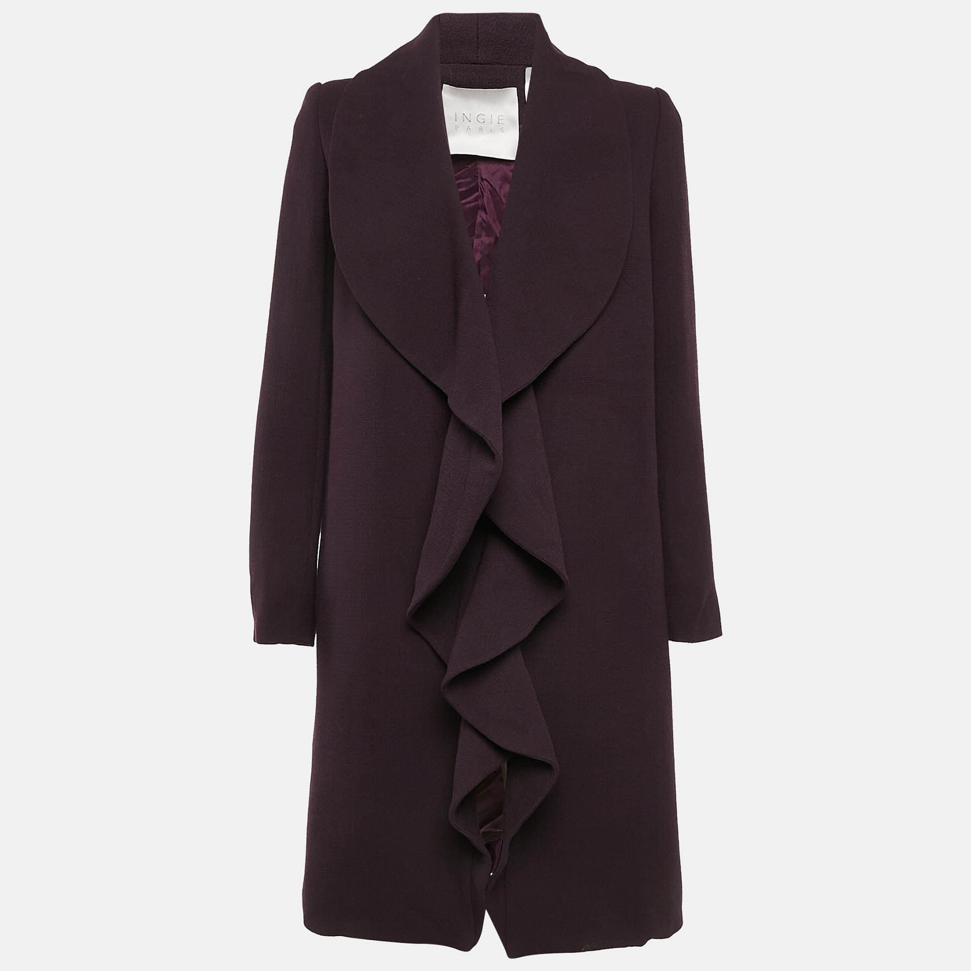 INGIE Paris Purple Wool Long Coat M