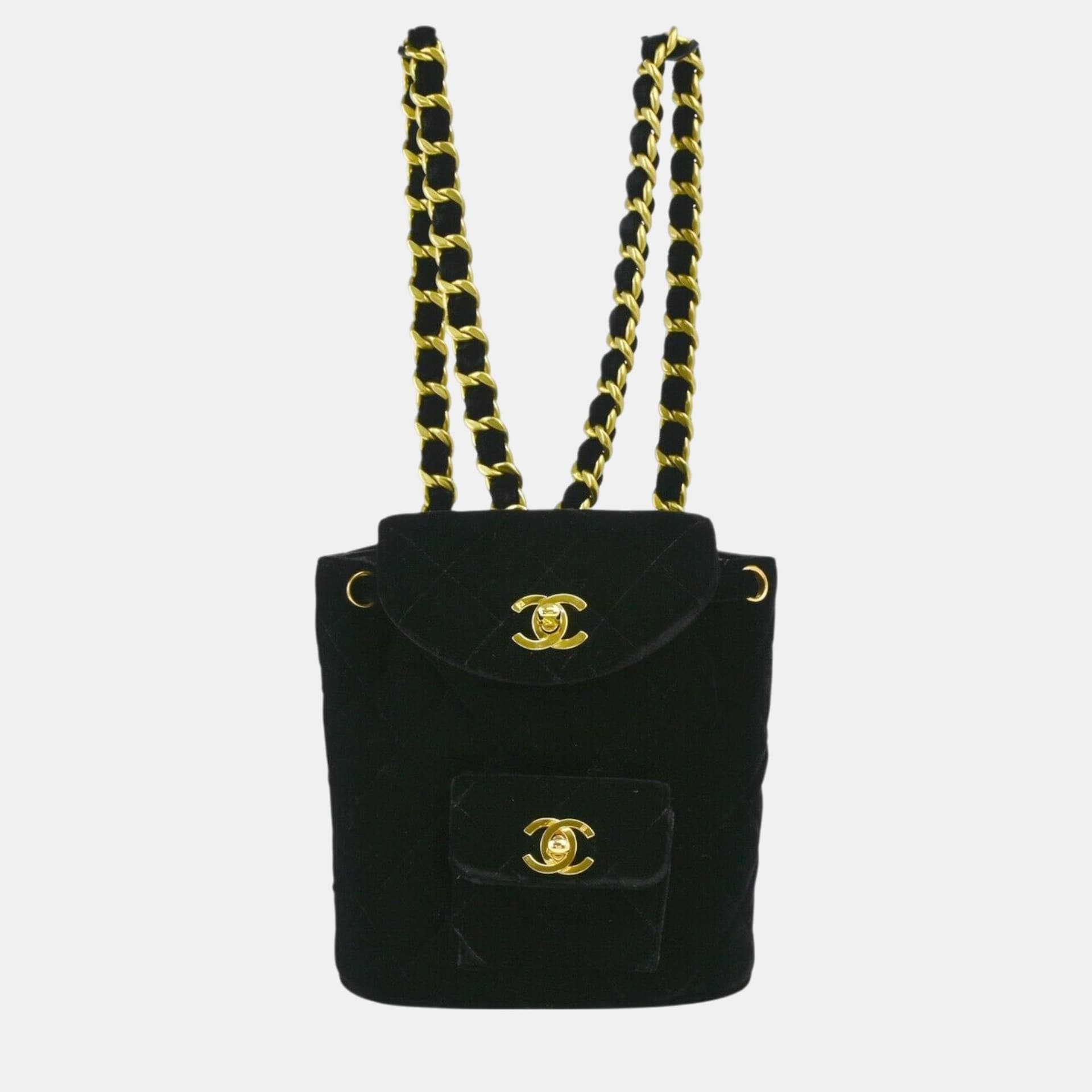 Chanel Duma Small Black Velvet Backpack Bag