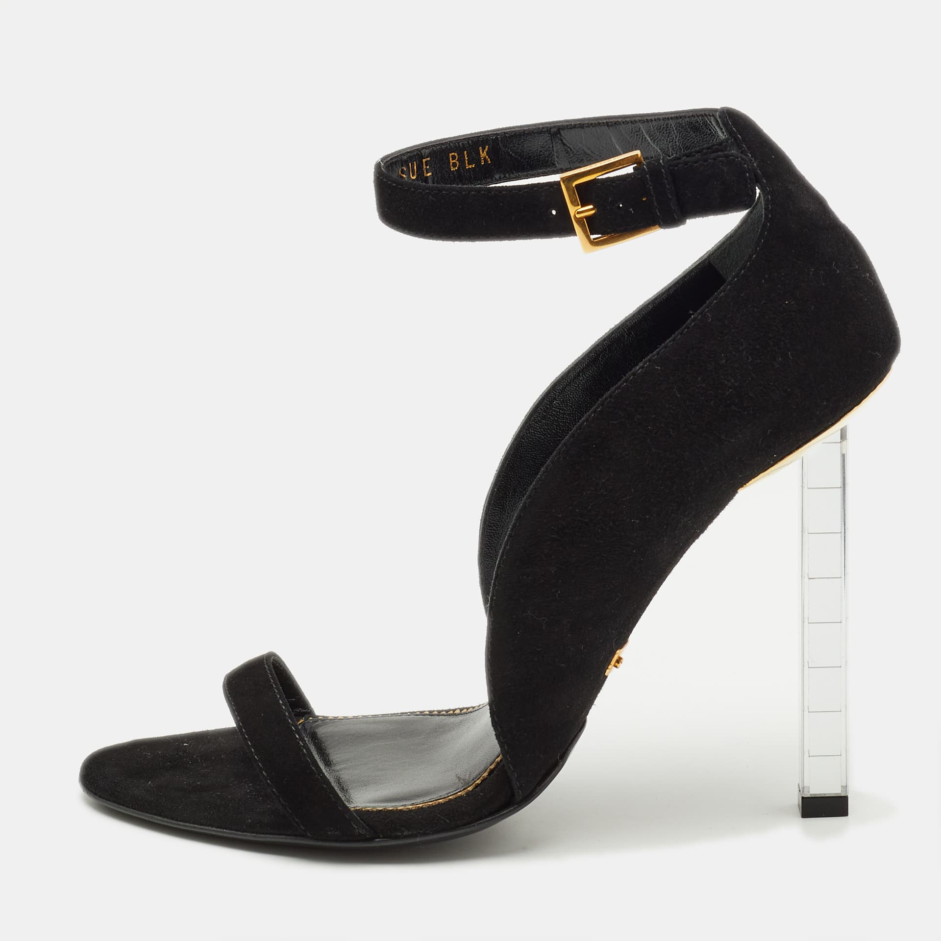 Tom Ford Size 37 Black Suede Ankle Strap Sandals
