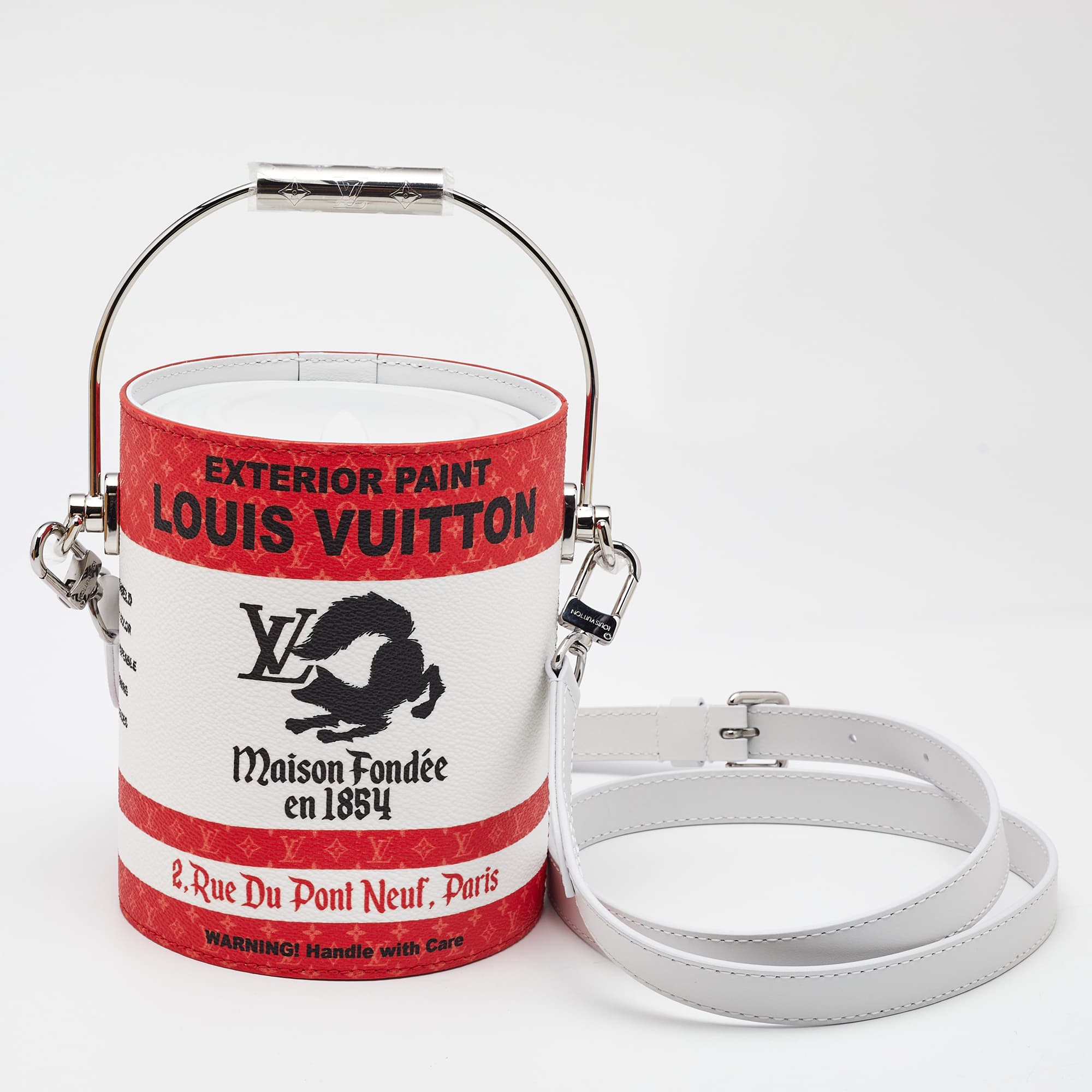 Louis Vuitton Paint can Red Coated Canvas and Leather Messengers