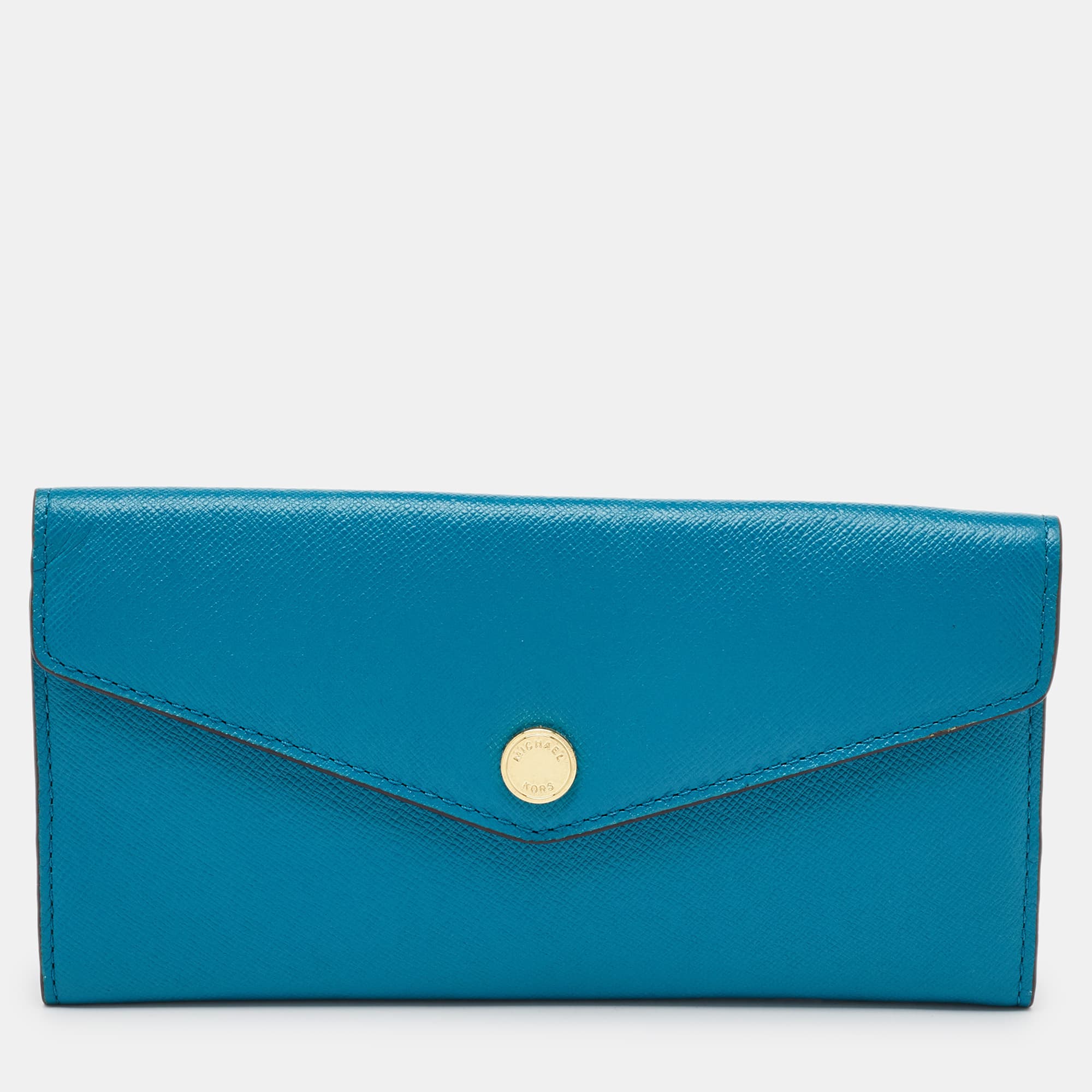 Michael Kors Blue/Brown Leather Flap Continental Wallet