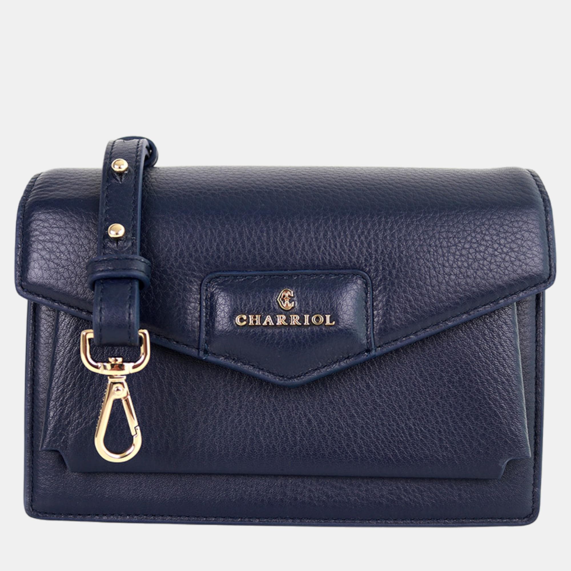 Charriol Navy Leather Twilight Handbag