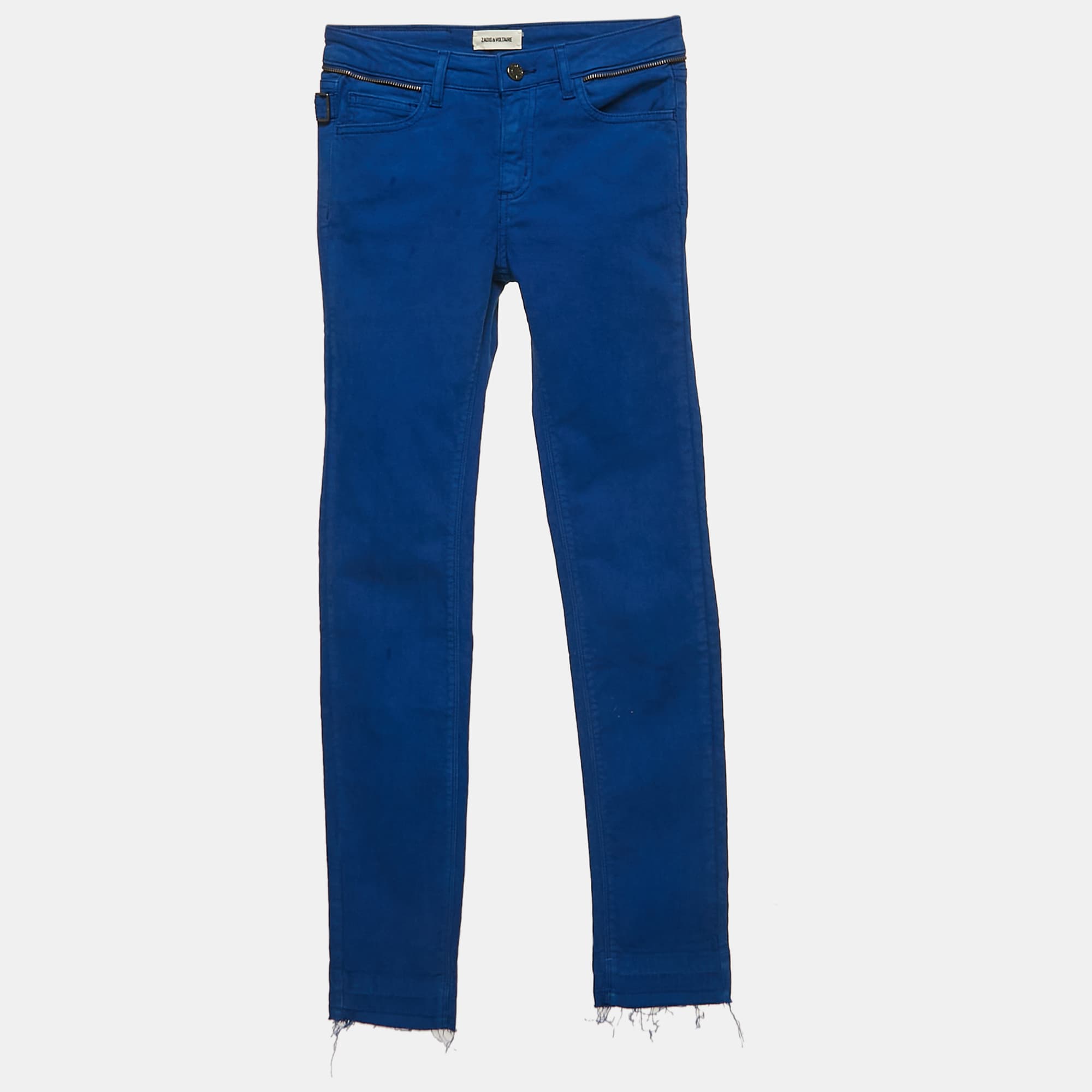 Zadig & Voltaire Blue Cotton Drill Skinny Eva Cher Jeans S Waist 24"