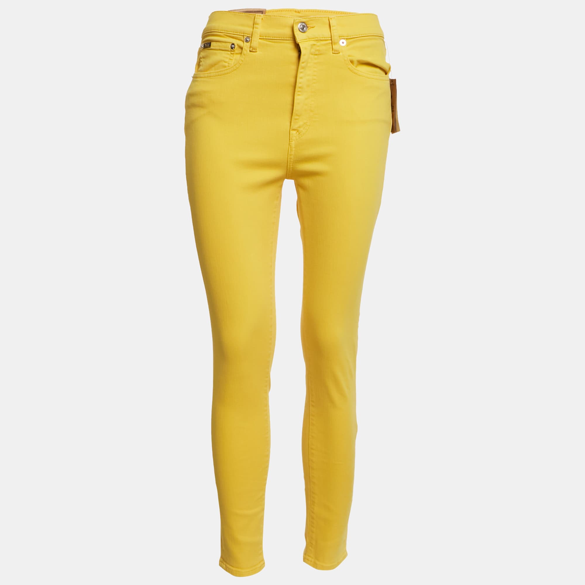 Polo Ralph Lauren Yellow Denim Tompkins Skinny Jeans M Waist 28"