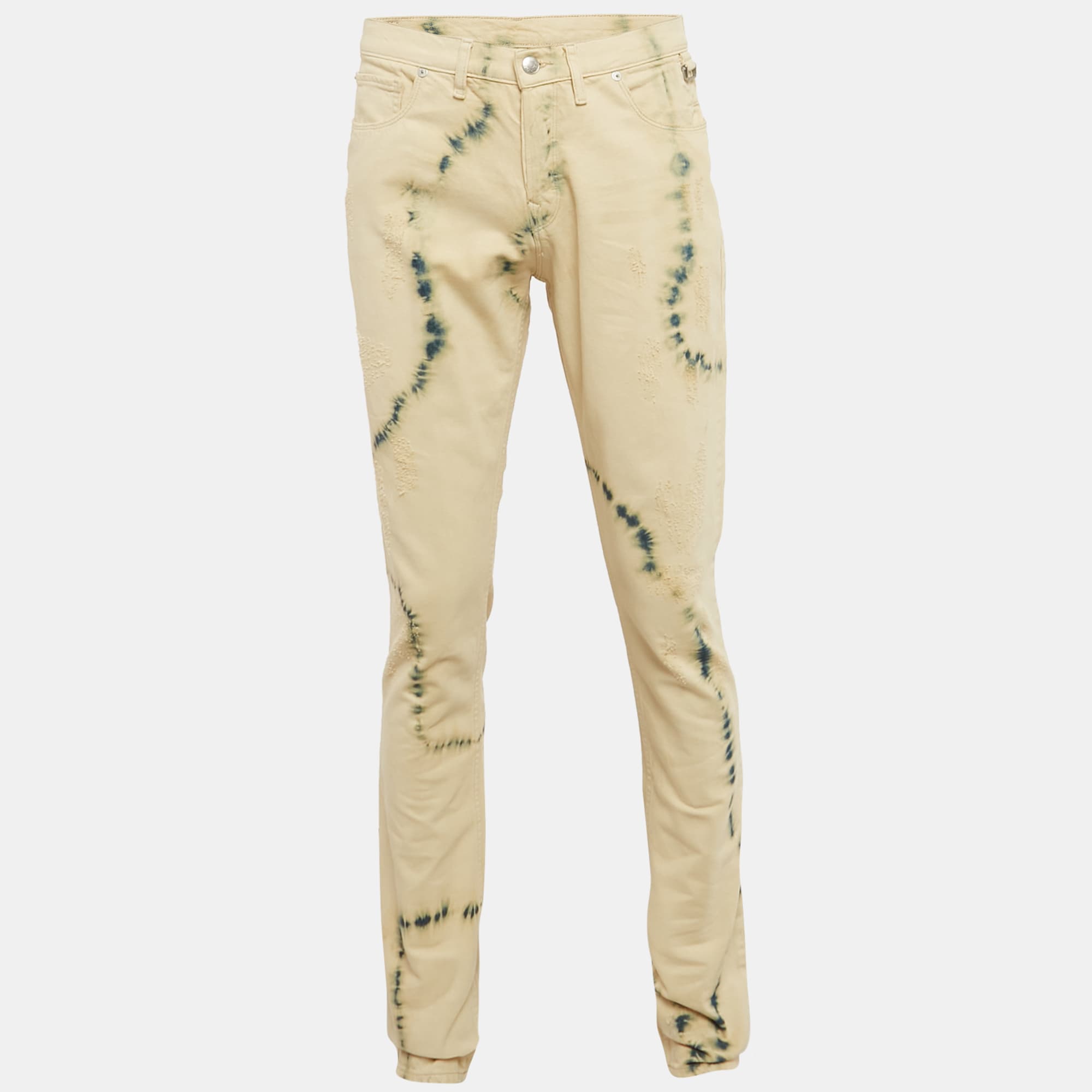 Zadig & Voltaire Cream Tie Dye Denim David Jeans L Waist 34.5"