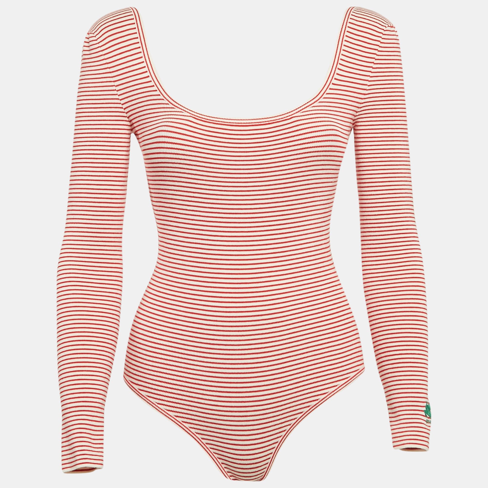 Etro Red/White Striped Jersey Long-Sleeve Bodysuit S