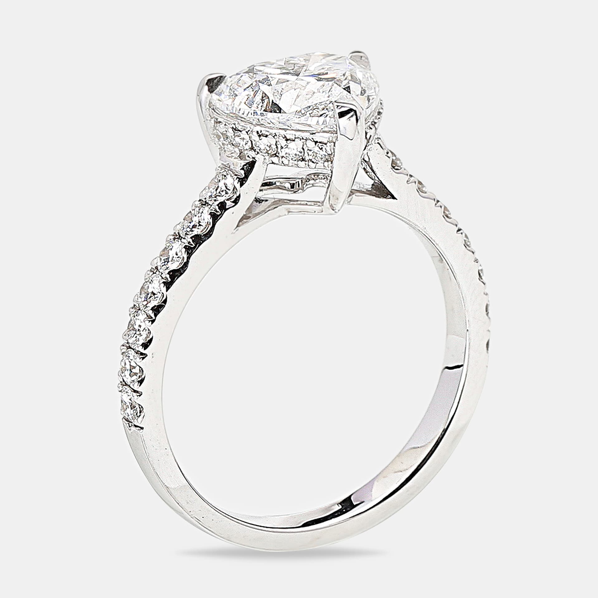 2.50 cts Heart Brilliant Round 18k White Gold Lab Grown Diamonds Ring