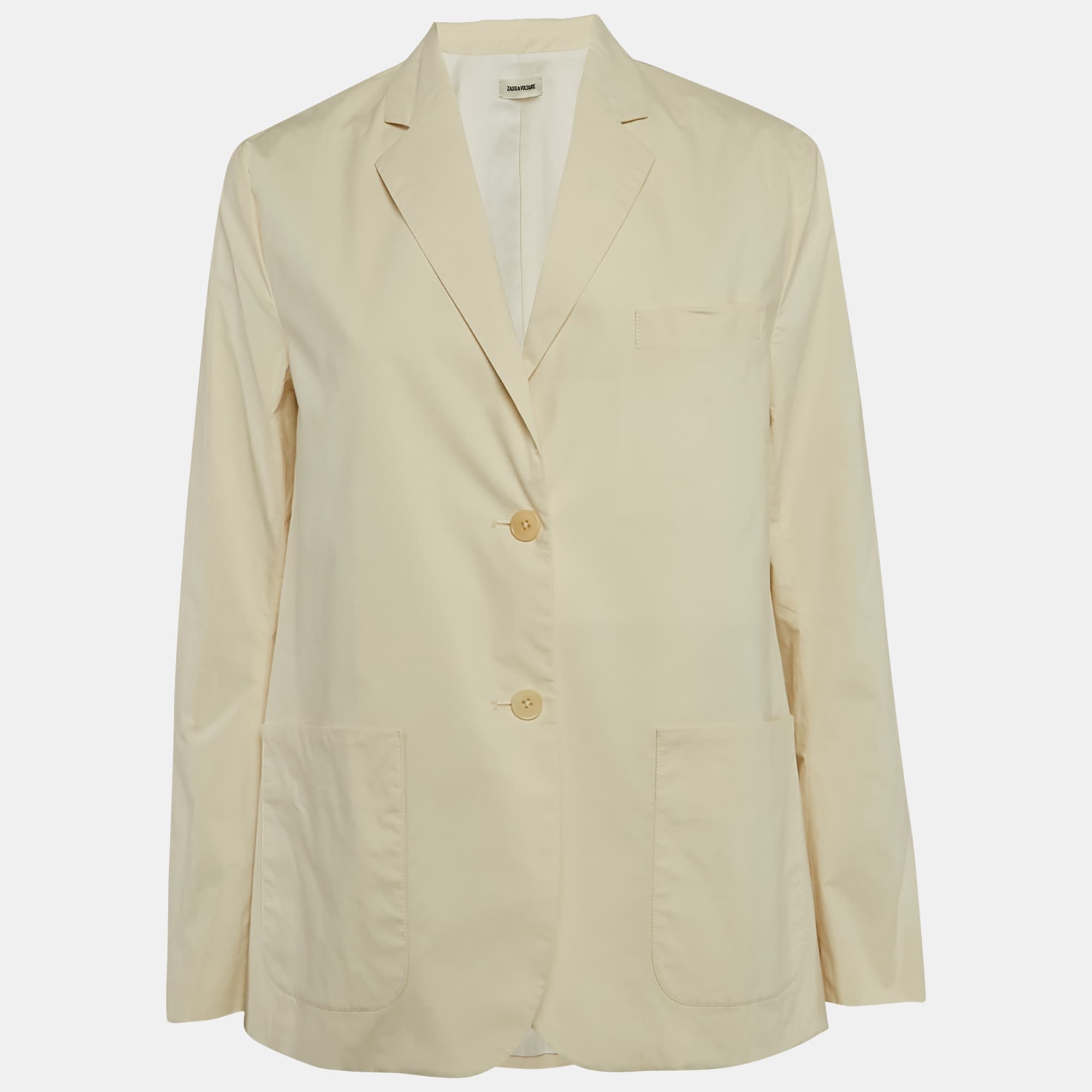 Zadig & Voltaire Cream Cotton Popeline Single Breasted Blazer S