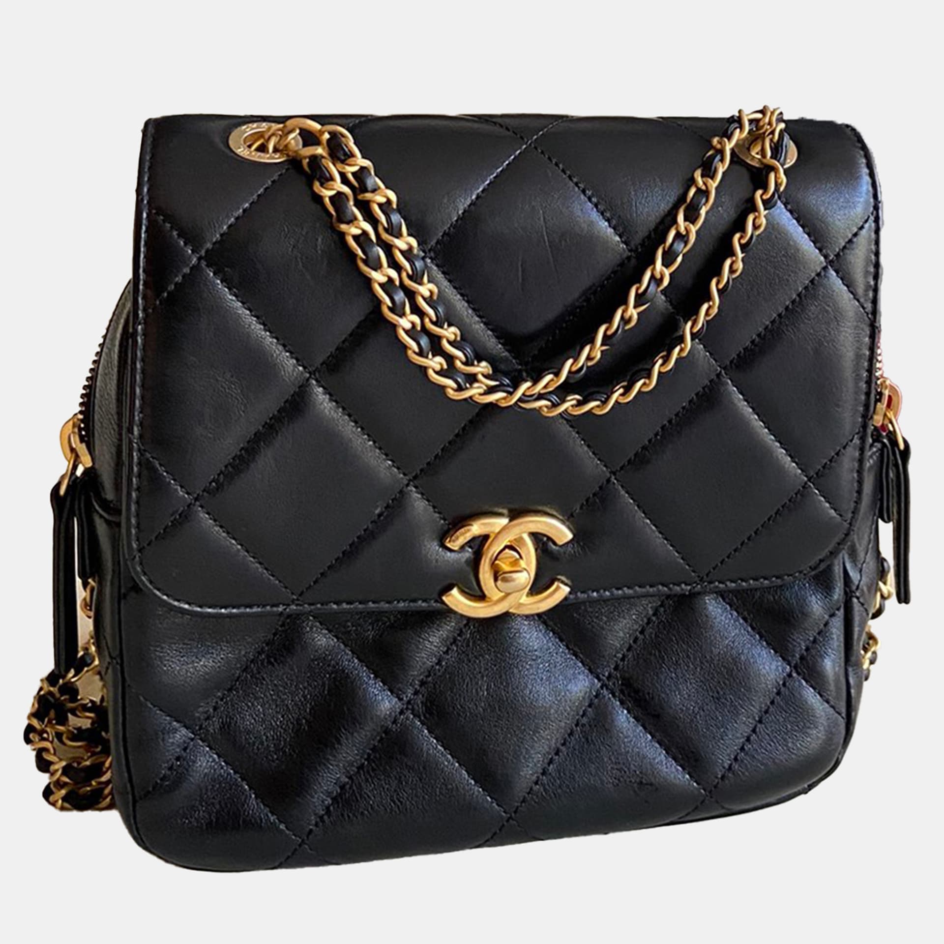 Chanel Trendy CC Mini Black Lambskin Leather Flap Bag