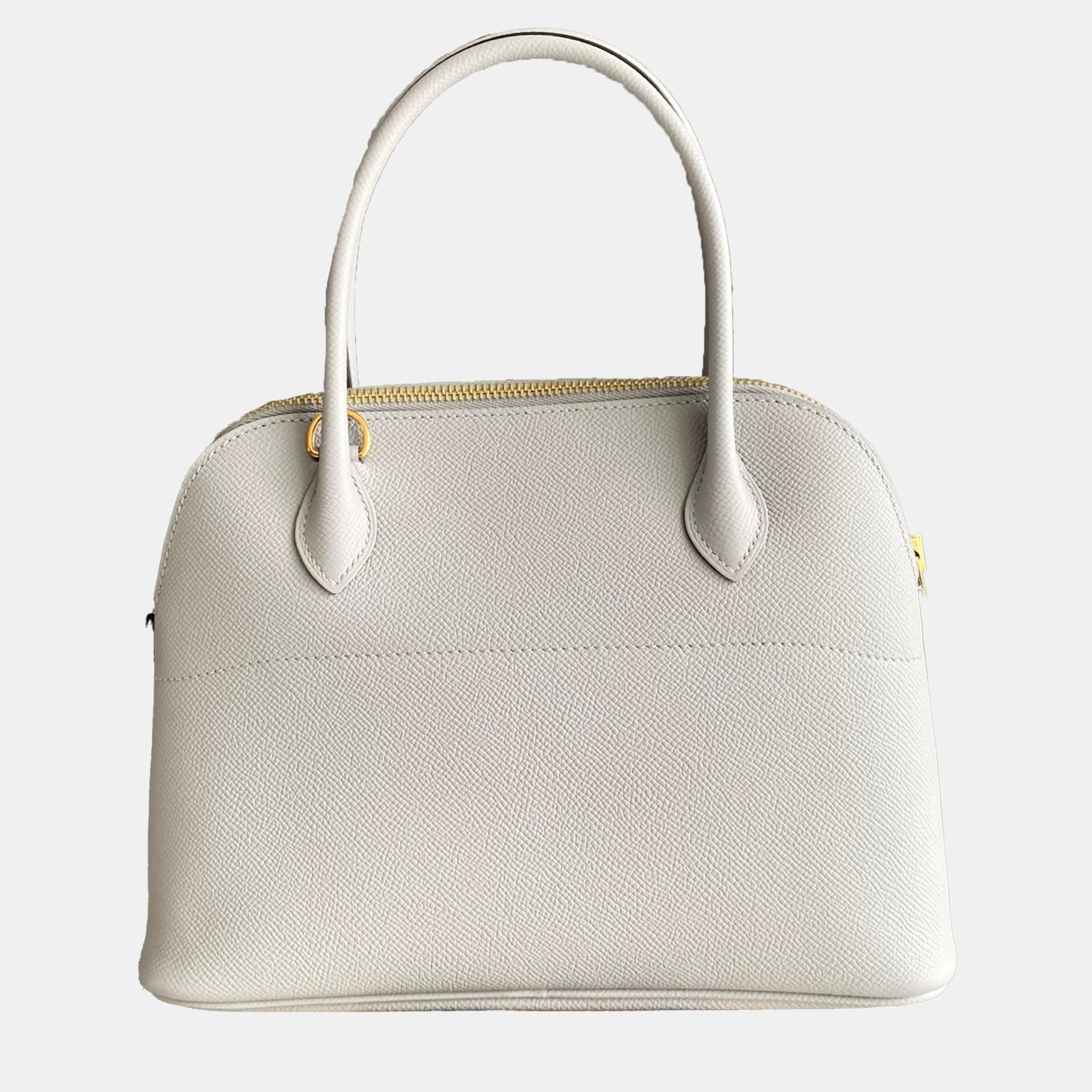 Hermes Bolide 27 White Epsom Calfskin Leather Top Handle Bag