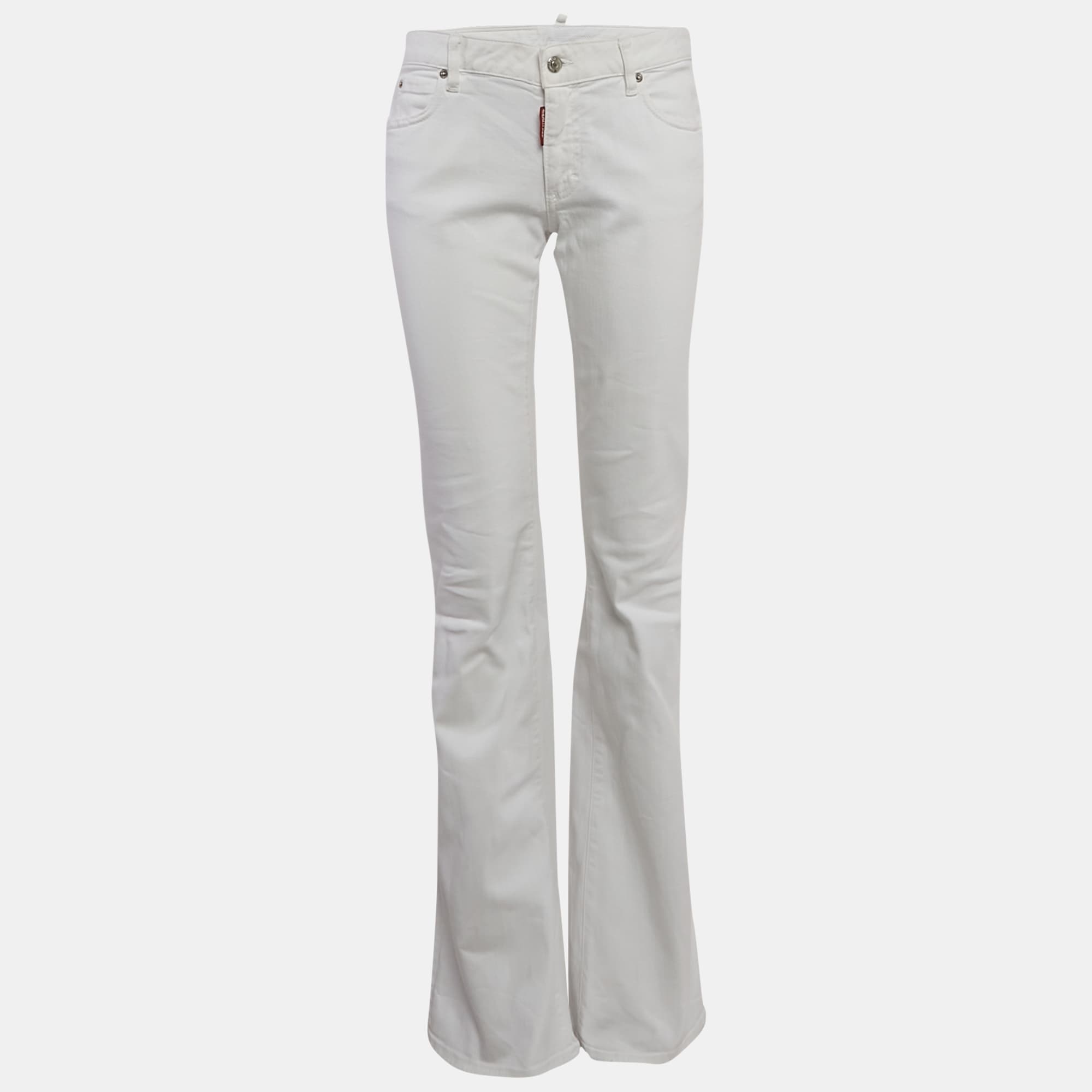 Dsquared2 White Denim Wide Leg Jeans S Waist 31"