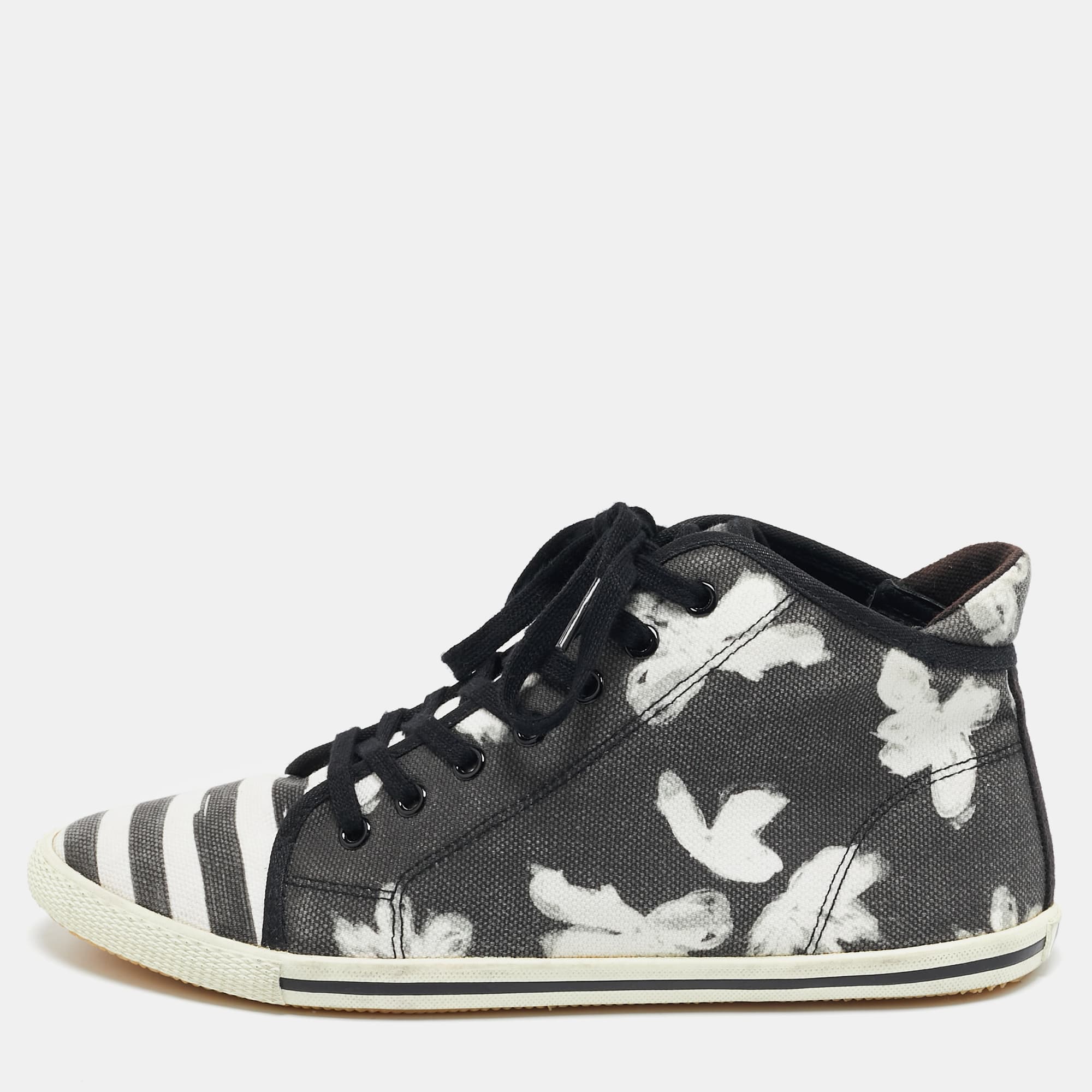 Marc by Marc Jacobs White/Black Canvas Polka Dot High Top Sneakers Size 36.5