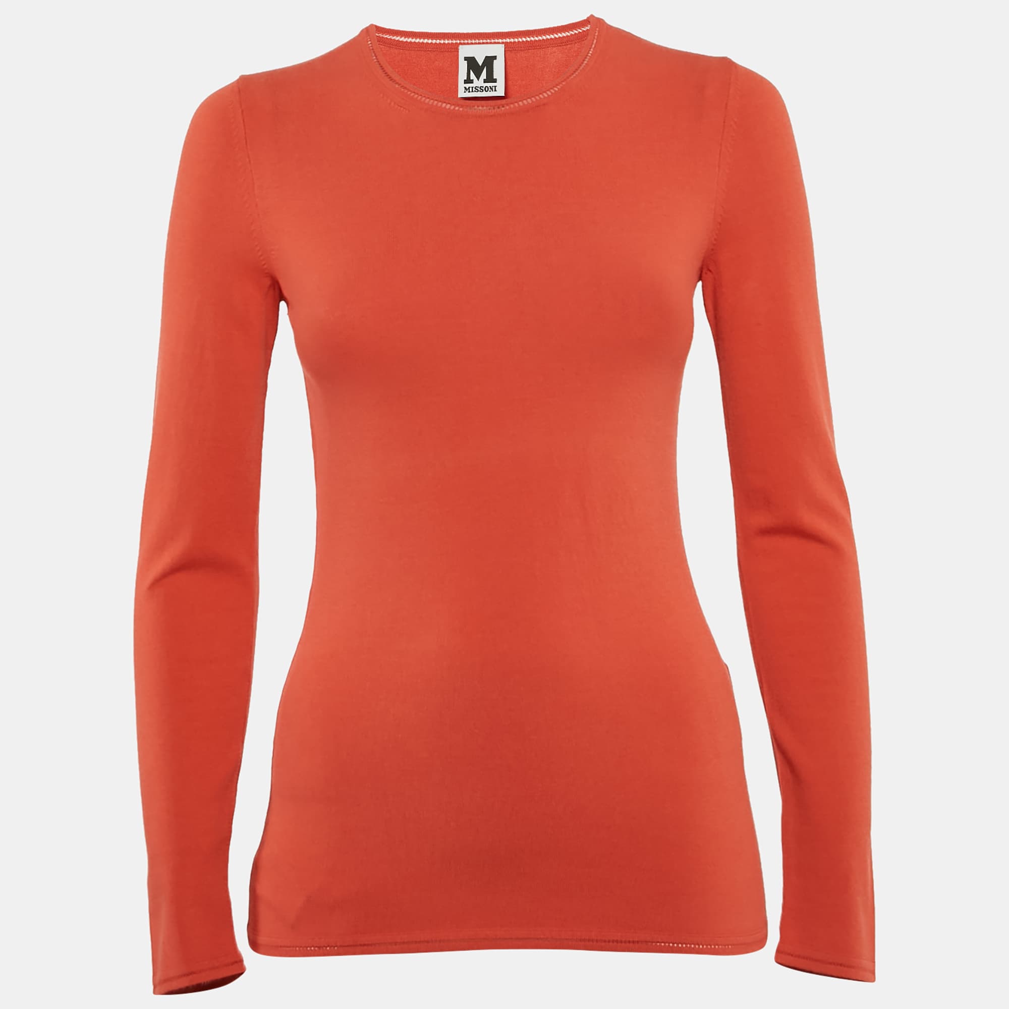 M Missoni Orange Knit Long Sleeve Crewneck Top M