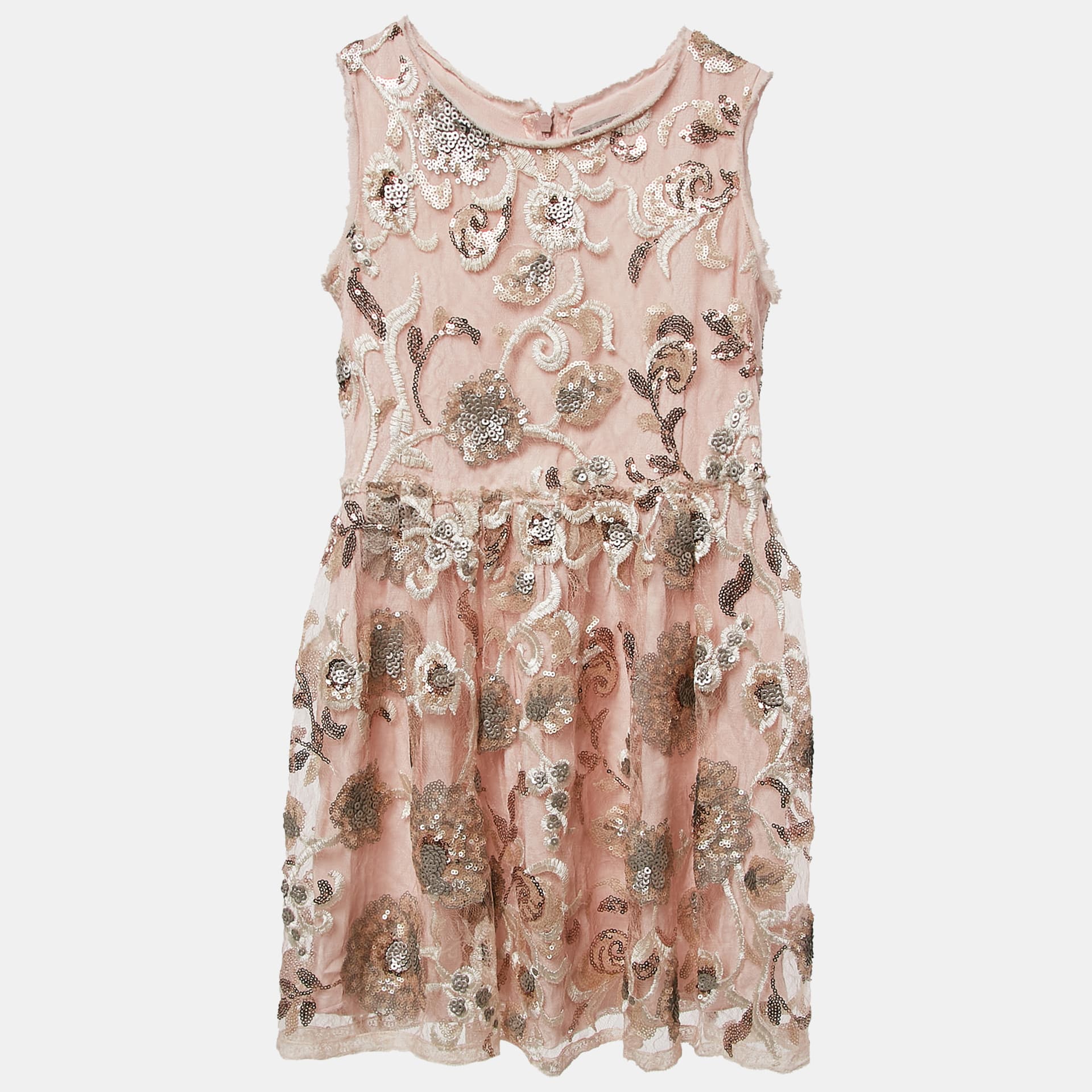 Ermanno Scervino Junior Pink Sequin Crepe Sleeveless Dress 6 Yrs
