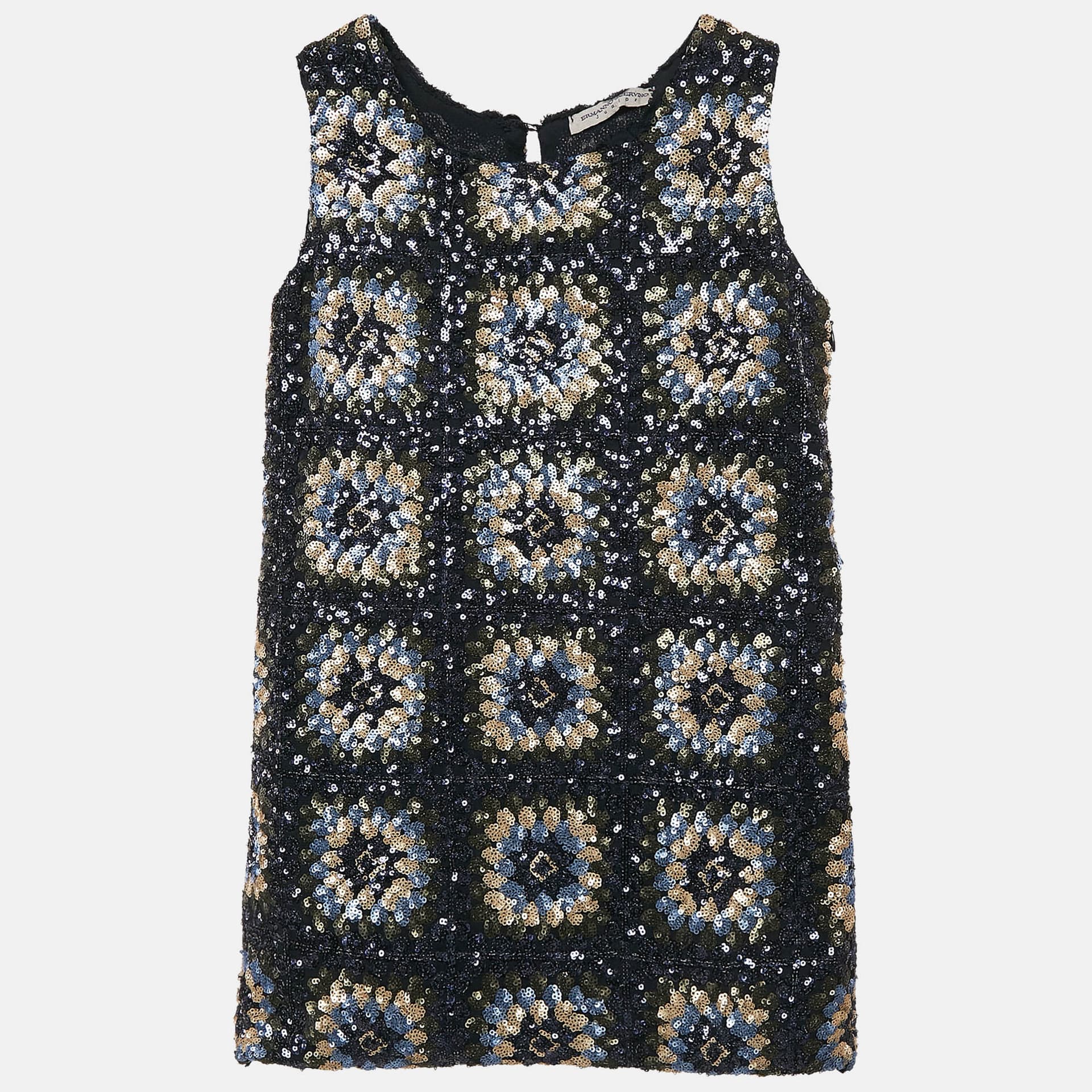 Ermanno Scervino Junior Navy Blue Sequin Sleeveless Dress 6 Yrs
