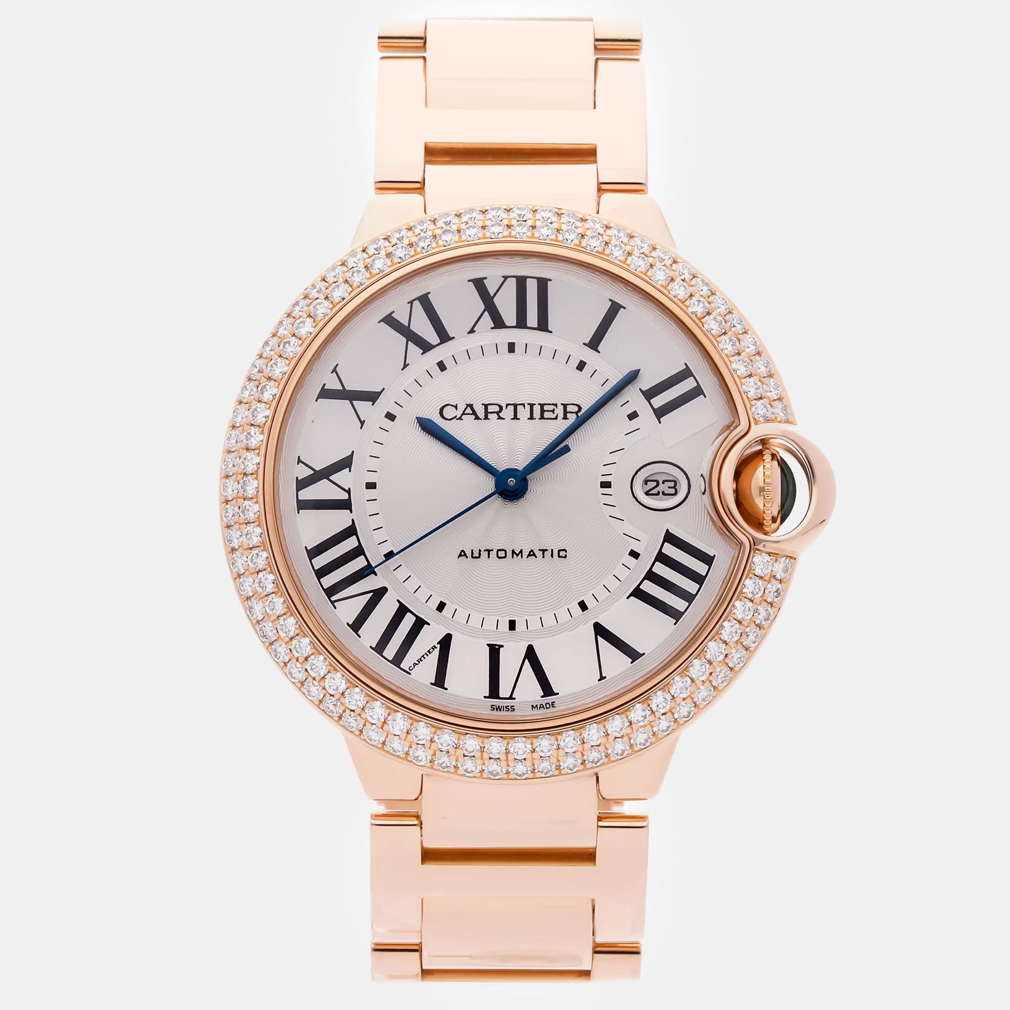 Cartier Ballon Bleu WE9008Z3 Automatic Silver 18k Rose Gold Men&rsquo;s Wristwatch 42 mm