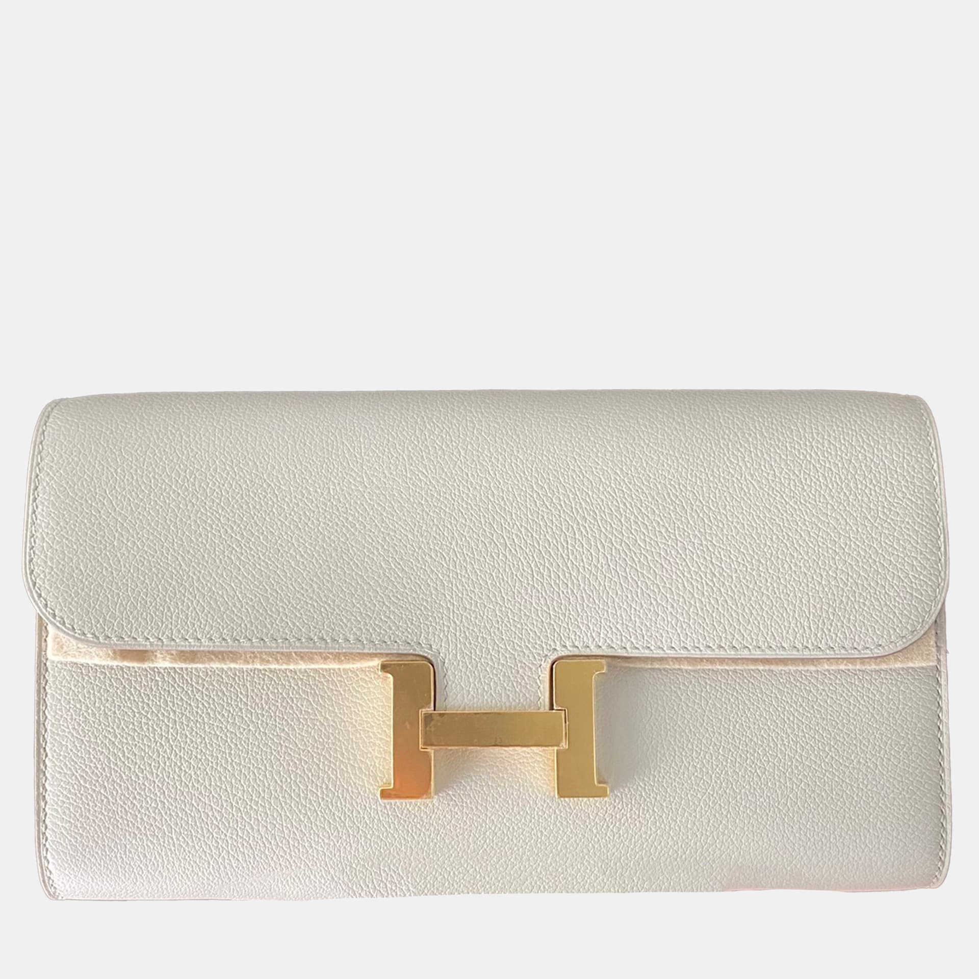 Hermes Constance To Go Glacier White Evercolor Leather Wallet on Chain Bag