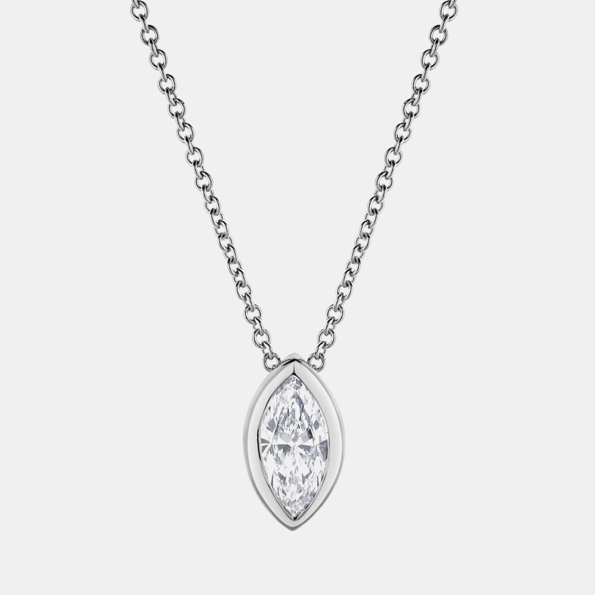 14K White Gold  Lab Grown Diamond Pendant Necklace (0.63 cts)