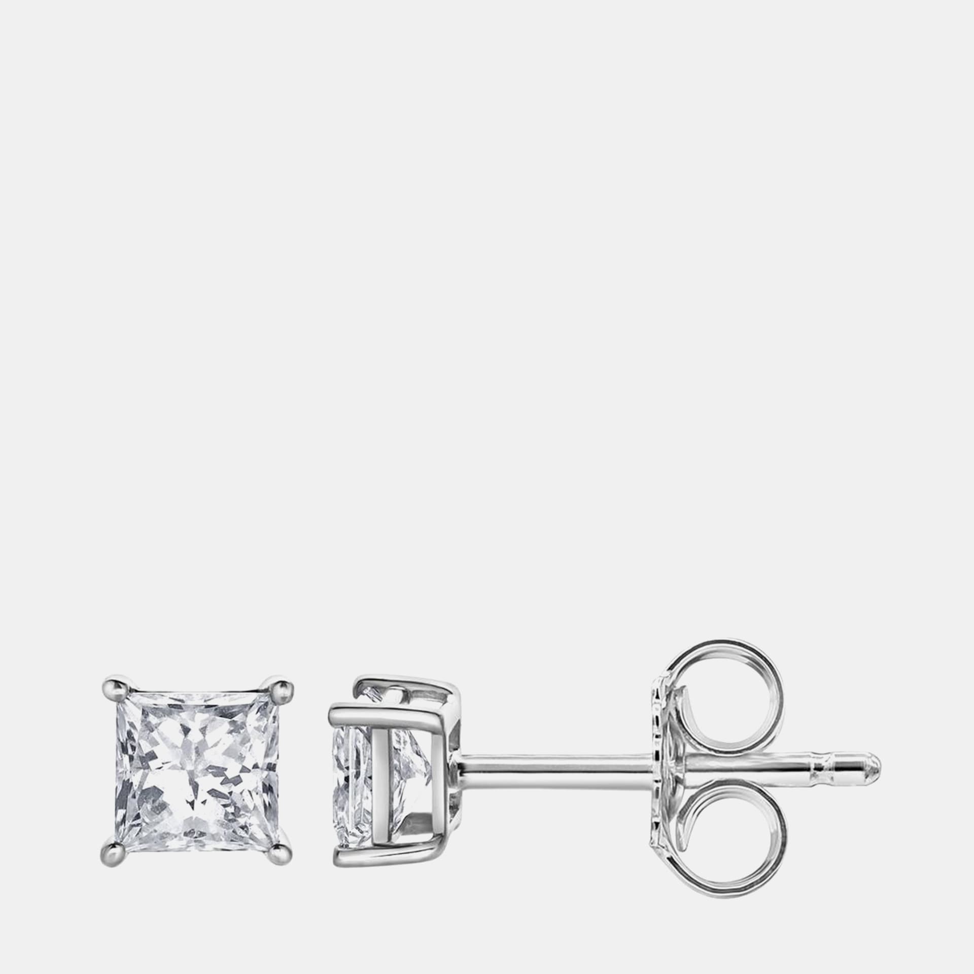14K White Gold  Lab Grown Diamond Basic Stud Earring (0.66 cts)