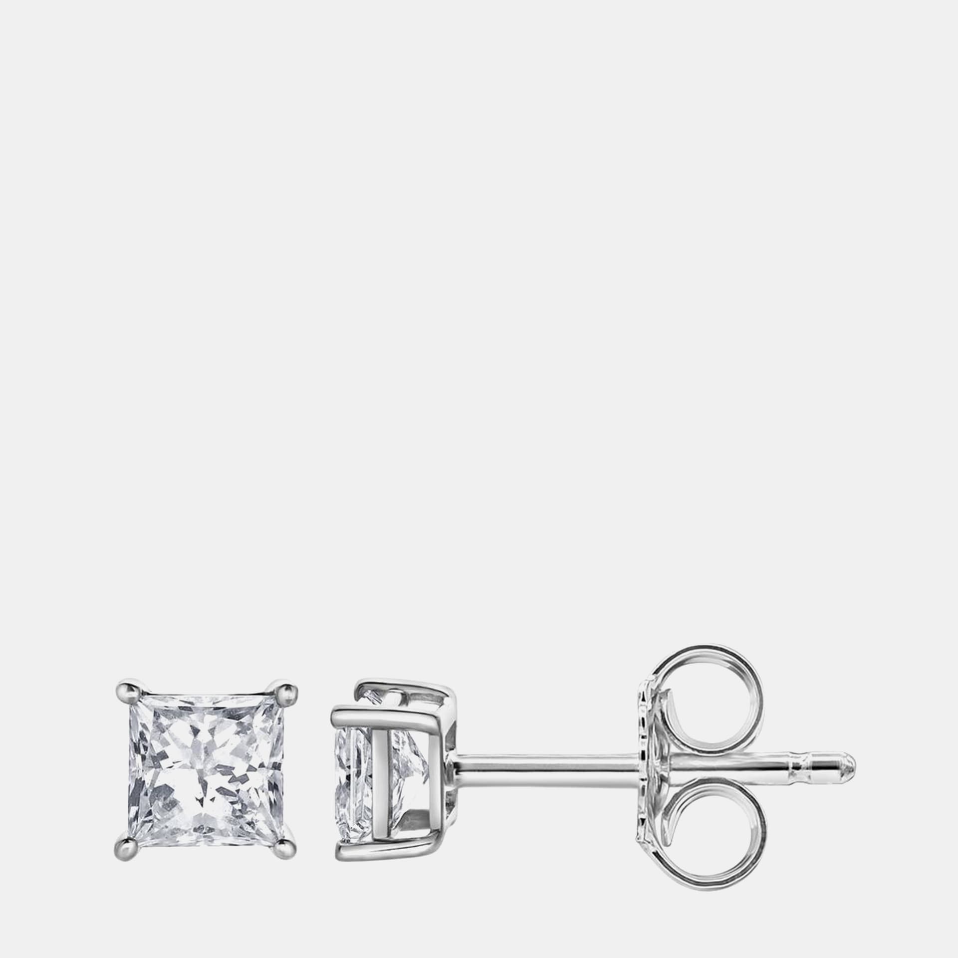 14K White Gold  Lab Grown Diamond Basic Stud Earring (0.78 cts)