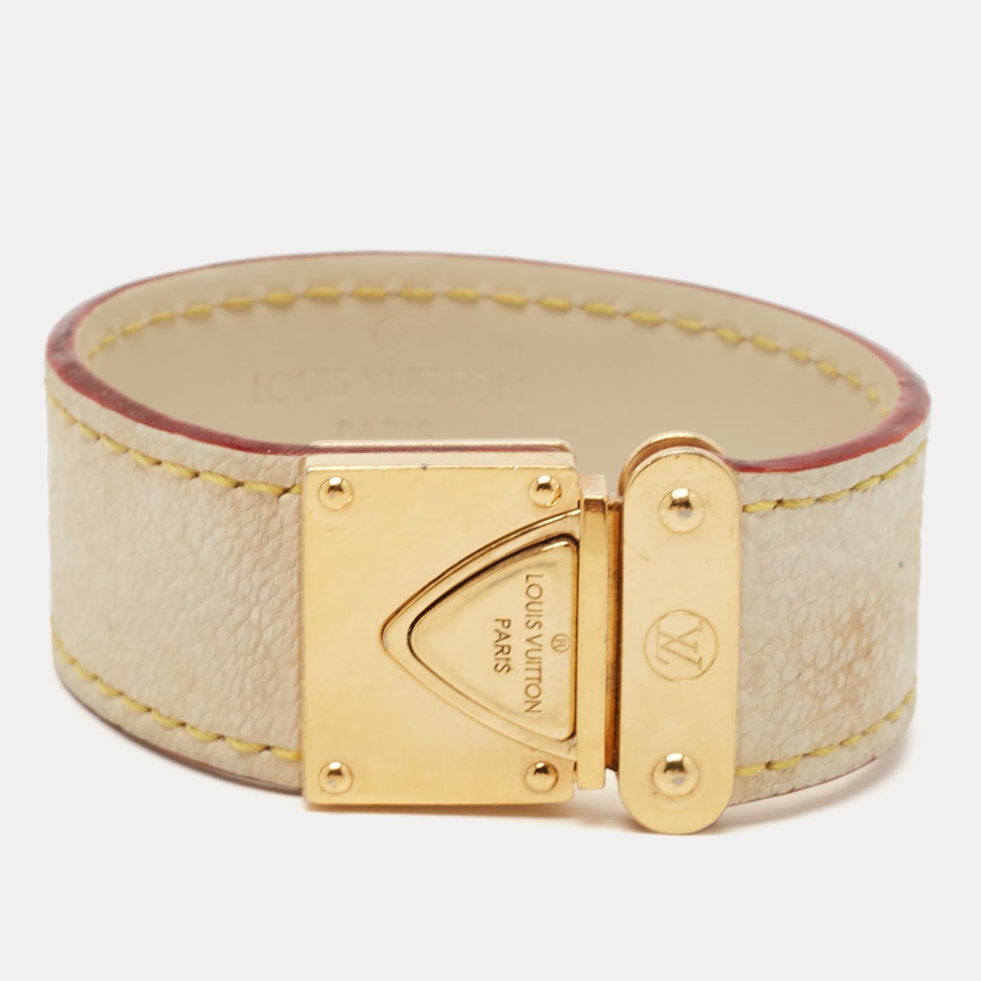Louis Vuitton Koala Leather Gold Tone Bracelet S