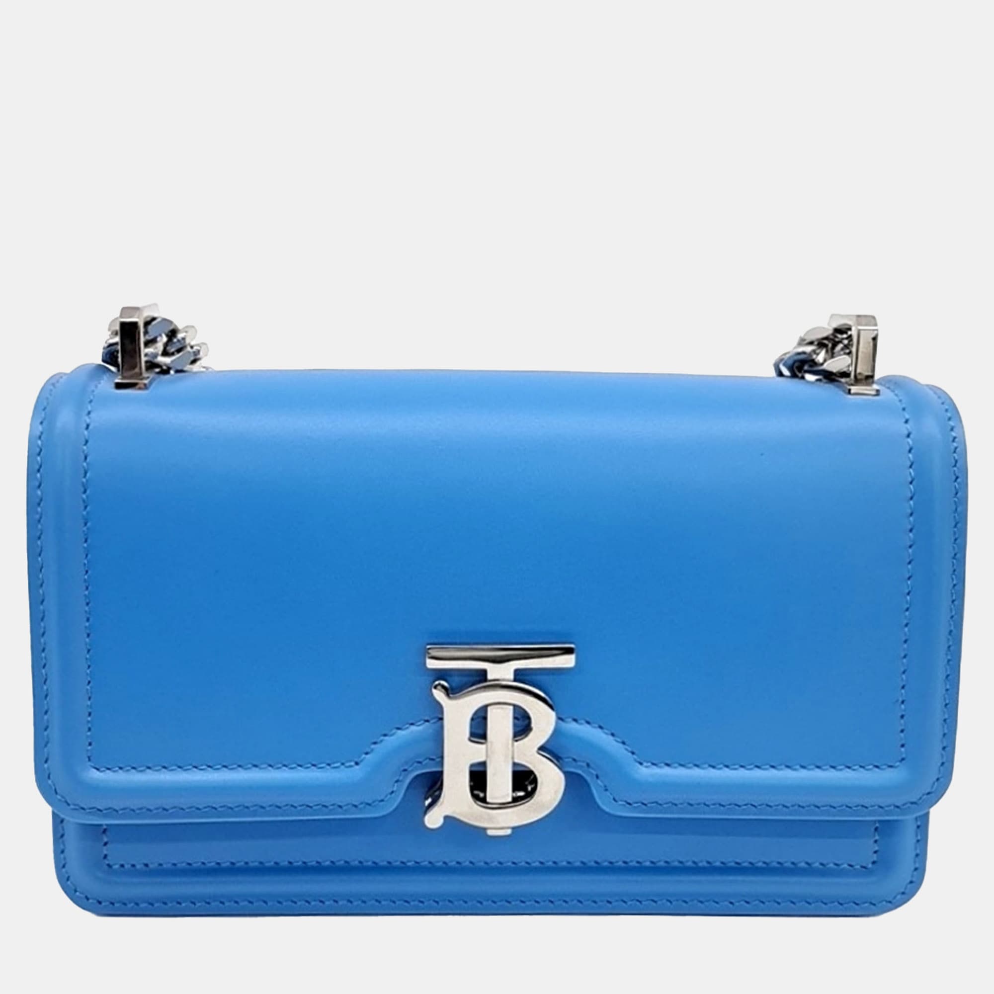Burberry Blue Leather TB mini chain shoulder bag