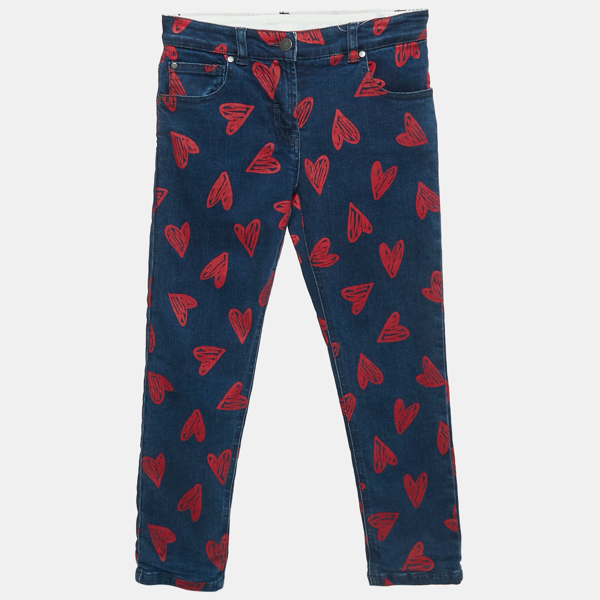 Stella McCartney Kids Blue Heart Print Denim Jeans 8 Yrs Waist 24"