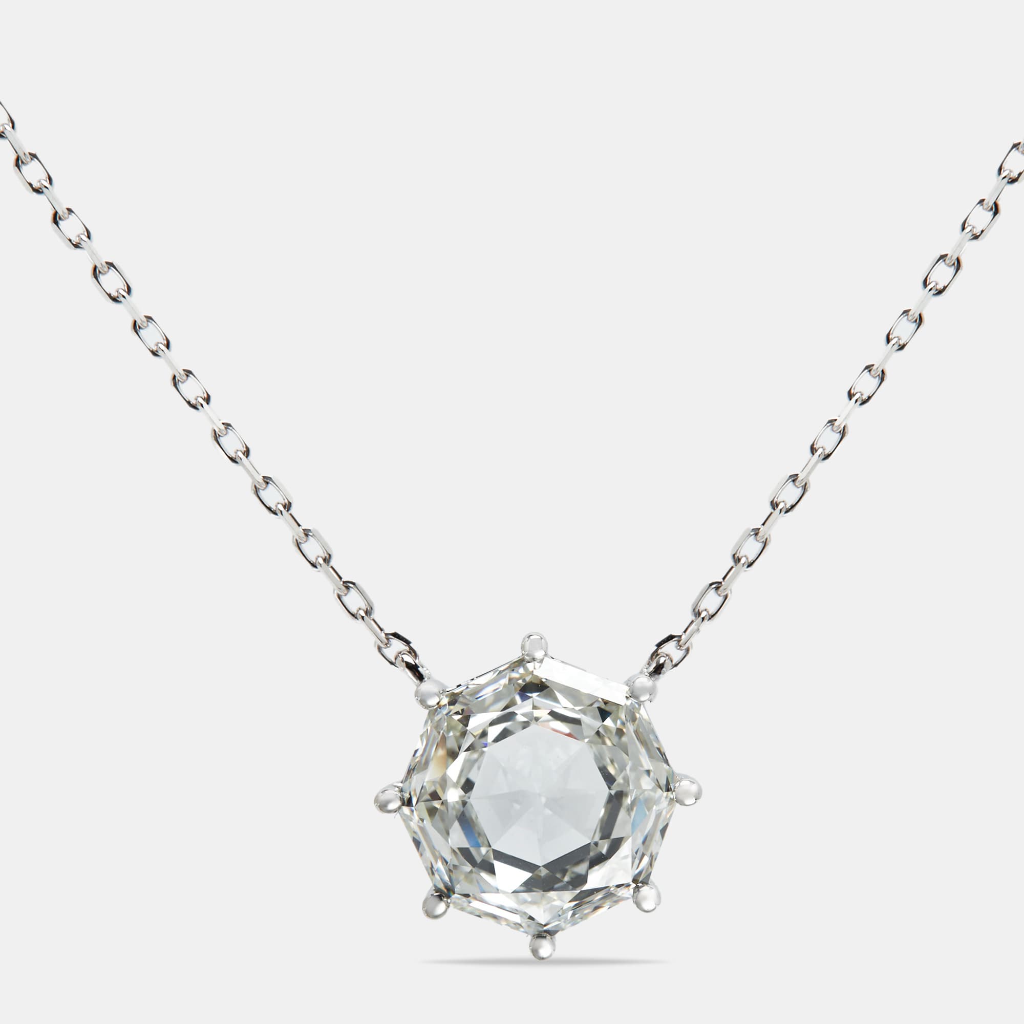 6.00 cts Octagonal Step Cut Lab Grown Diamond 18k White Gold Chain Necklace