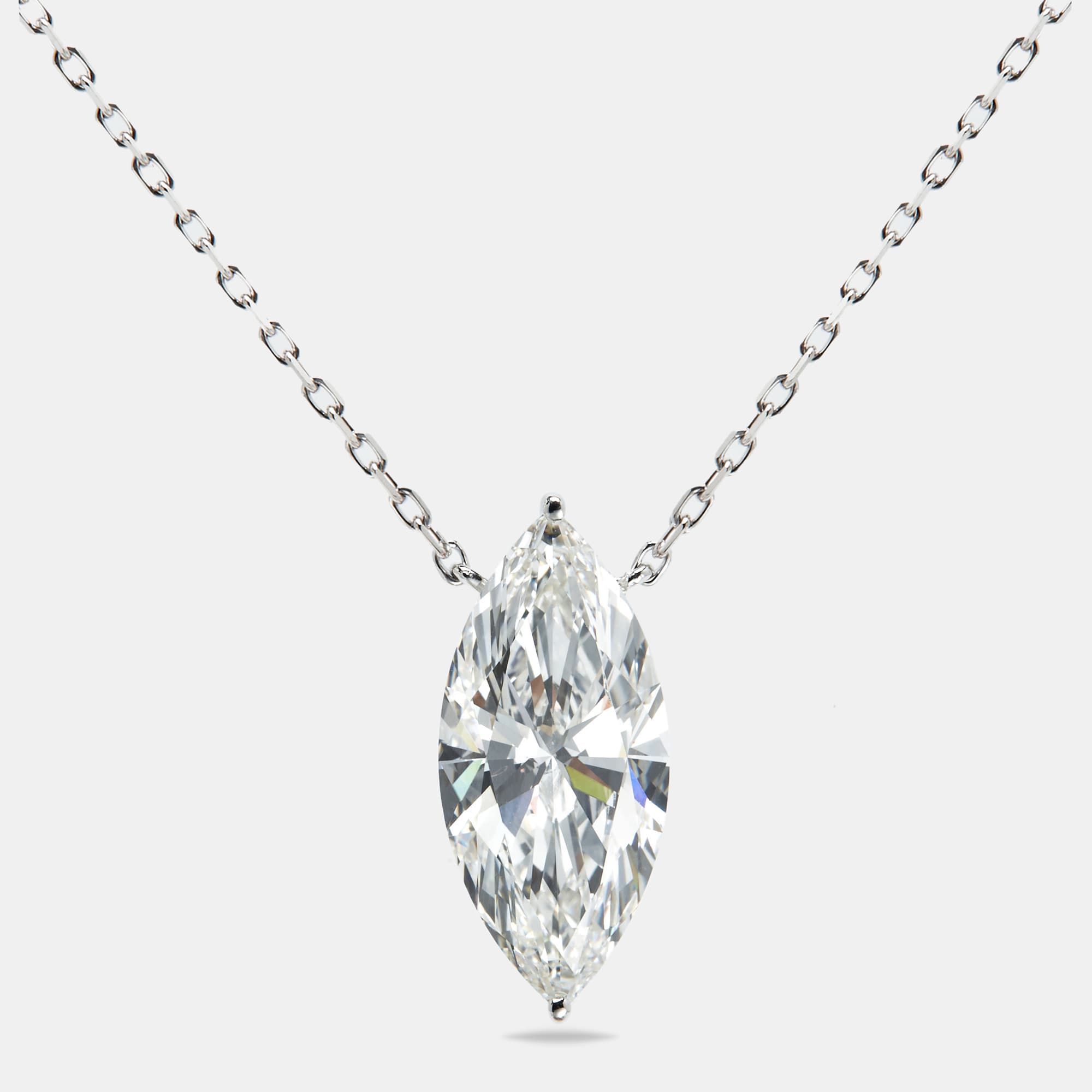 7.00 cts Marquise Briliant Lab Grown Diamond 18k White Gold Chain Necklace