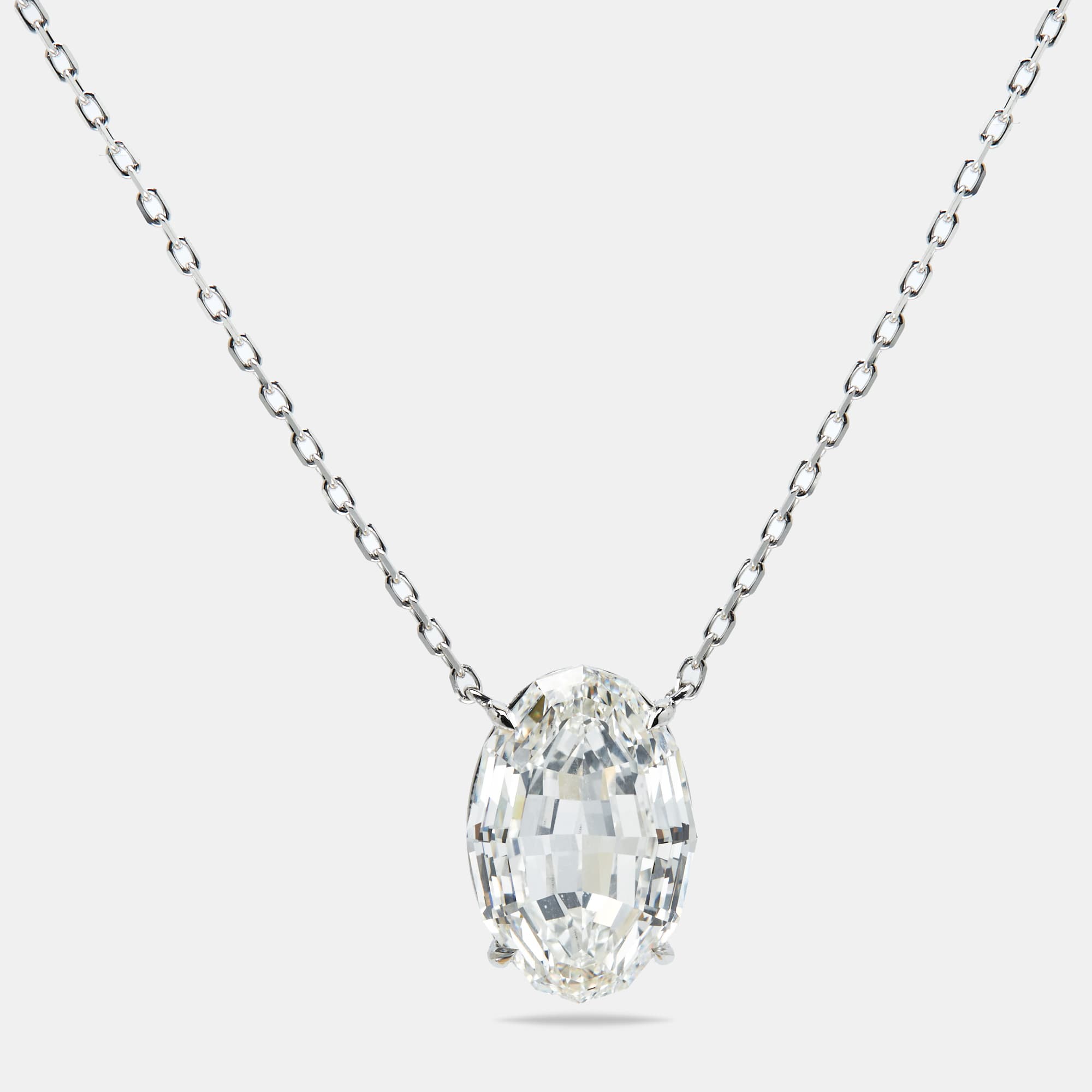 10.00 cts Step Cut Lab Grown Diamond 18k White Gold Chain Necklace