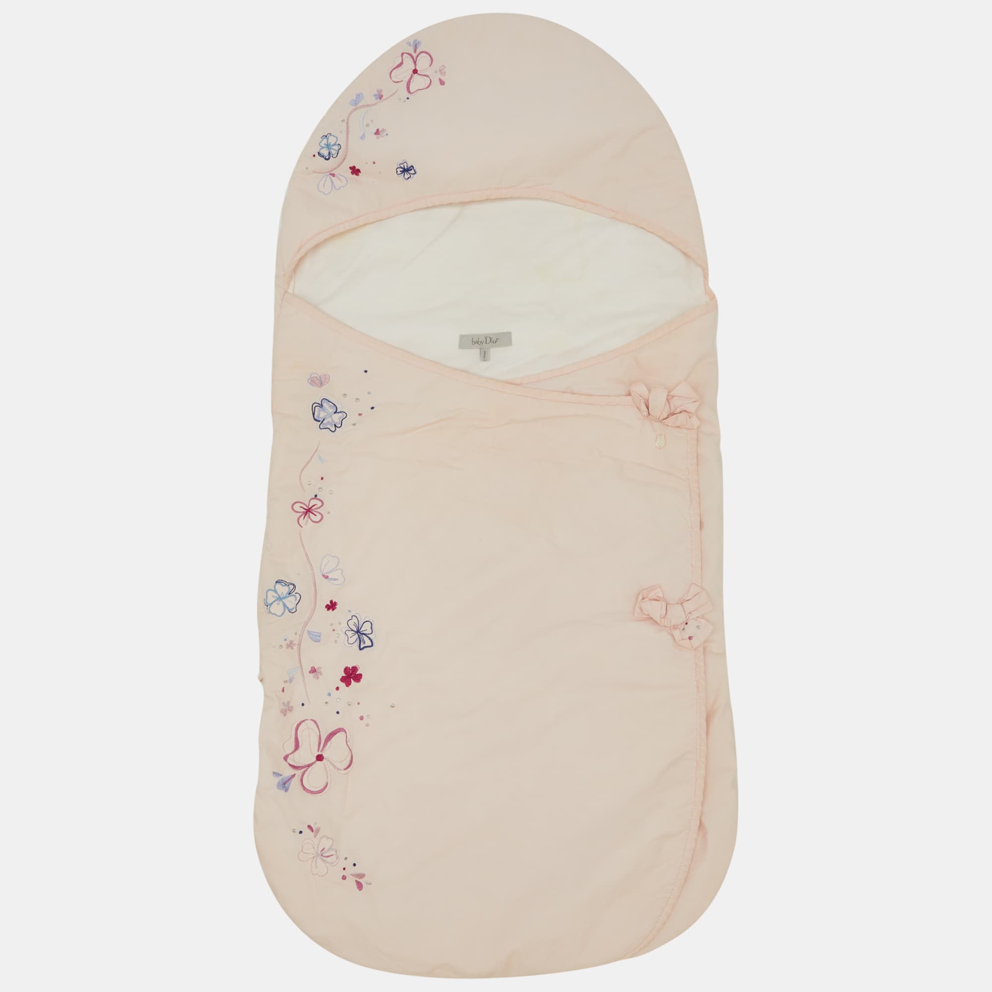 Baby Dior Light Pink Embroidered Cotton Sleeping Bag