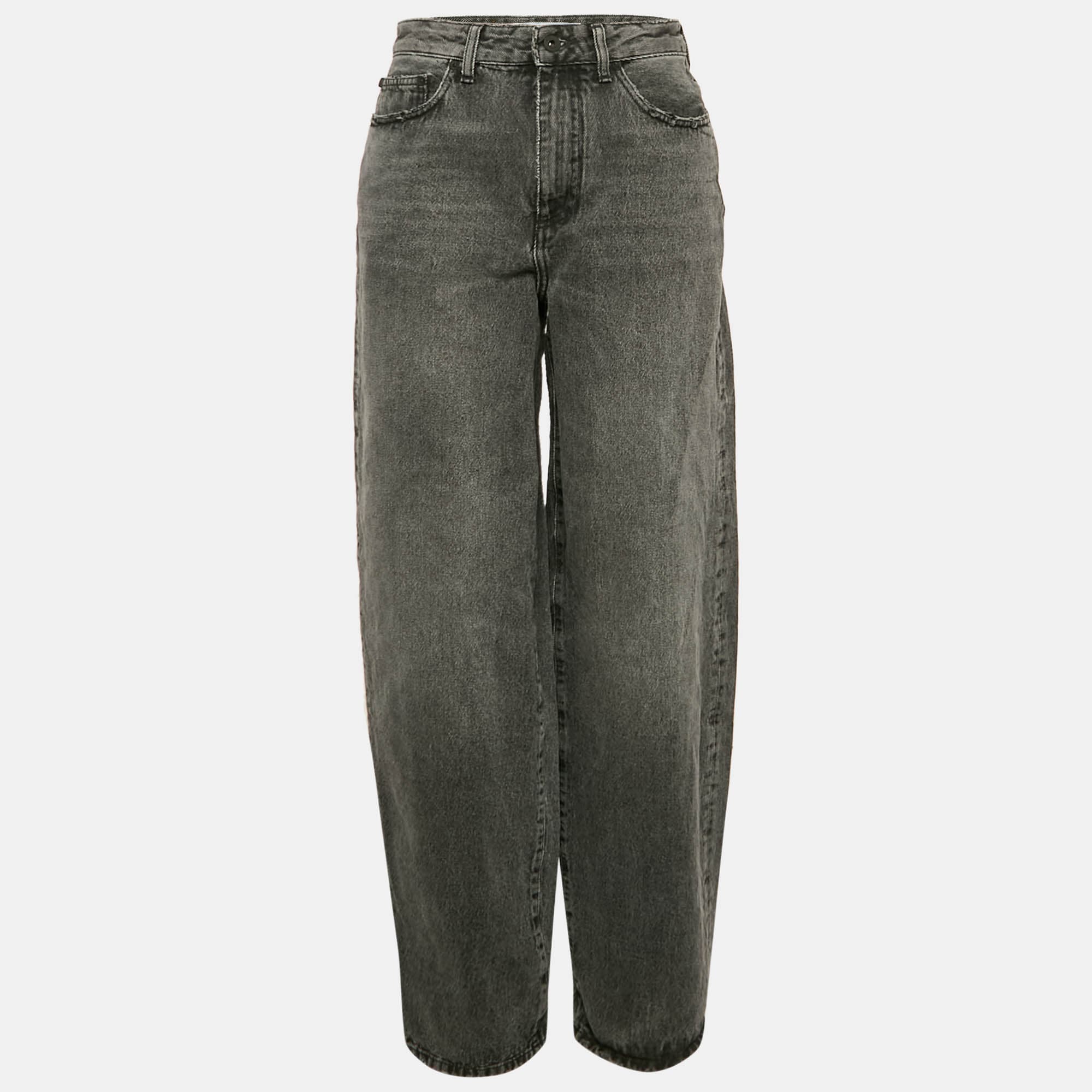 Off-White Grey Light Washed Denim Boy Friend Jeans M/Waist 28"