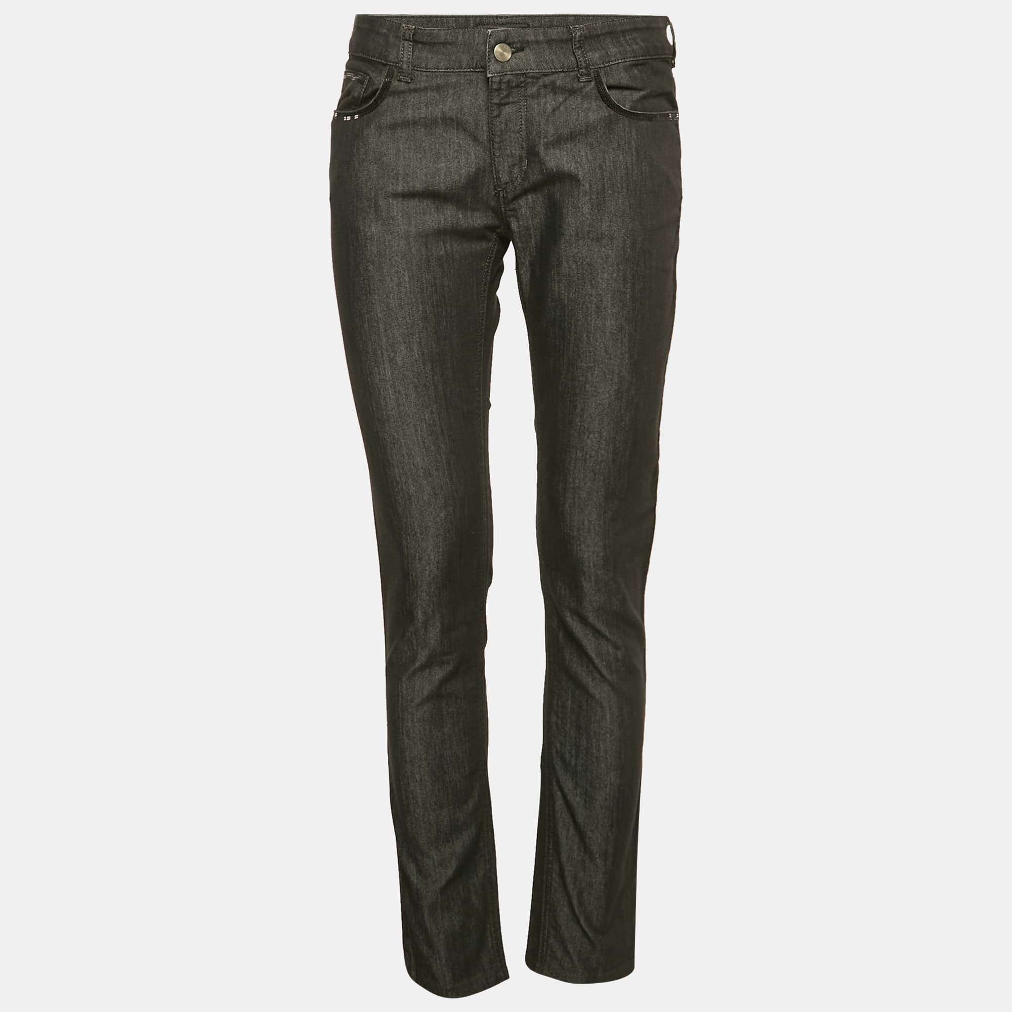 Emporio Armani Grey Sequin Embroidered Denim Dakota Jeans M Waist 29"