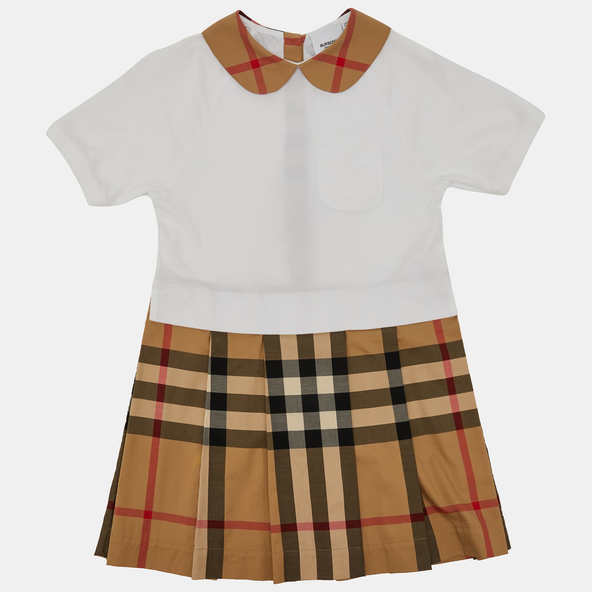 Burberry Kids White/Beige Checked Cotton Dress Size 8 Yrs