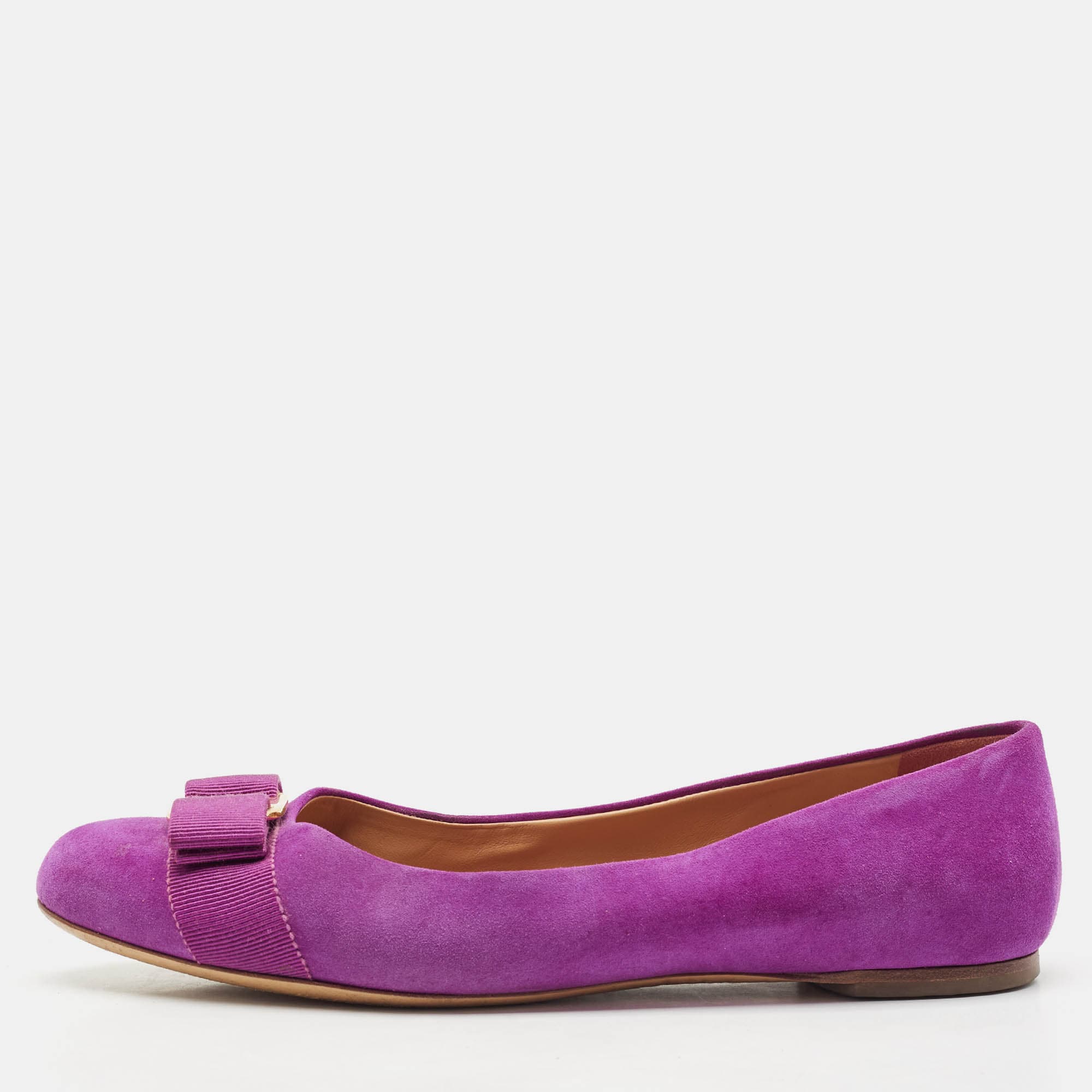 Salvatore Ferragamo Purple Suede Varina Ballet Flats Size 37
