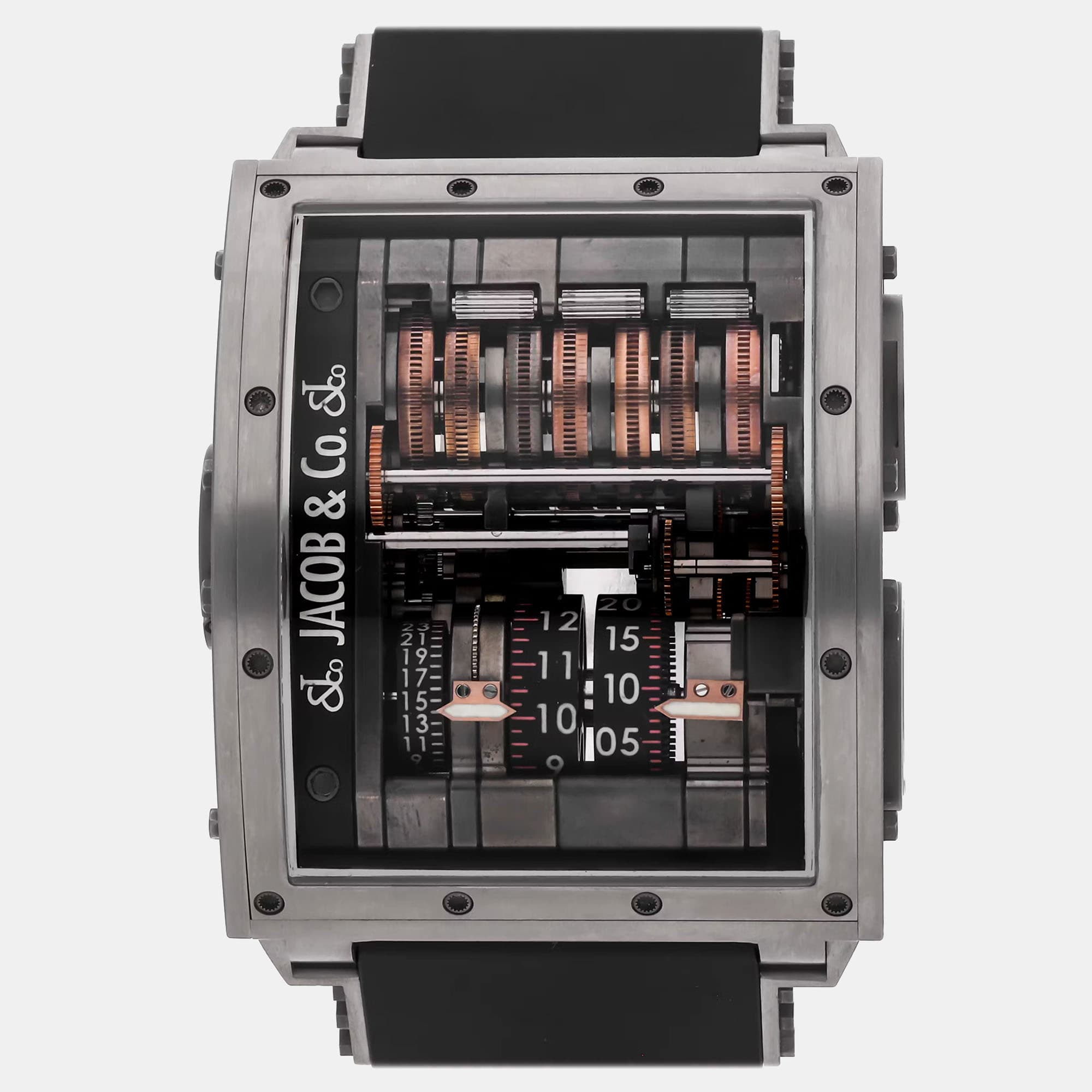 Jacob & Co. Quenttin Tourbillon Limited Edition QT100.20.NS.AA.A Manual Winding Titanium Skeleton Dial Men's Wristwatch 56x47mm