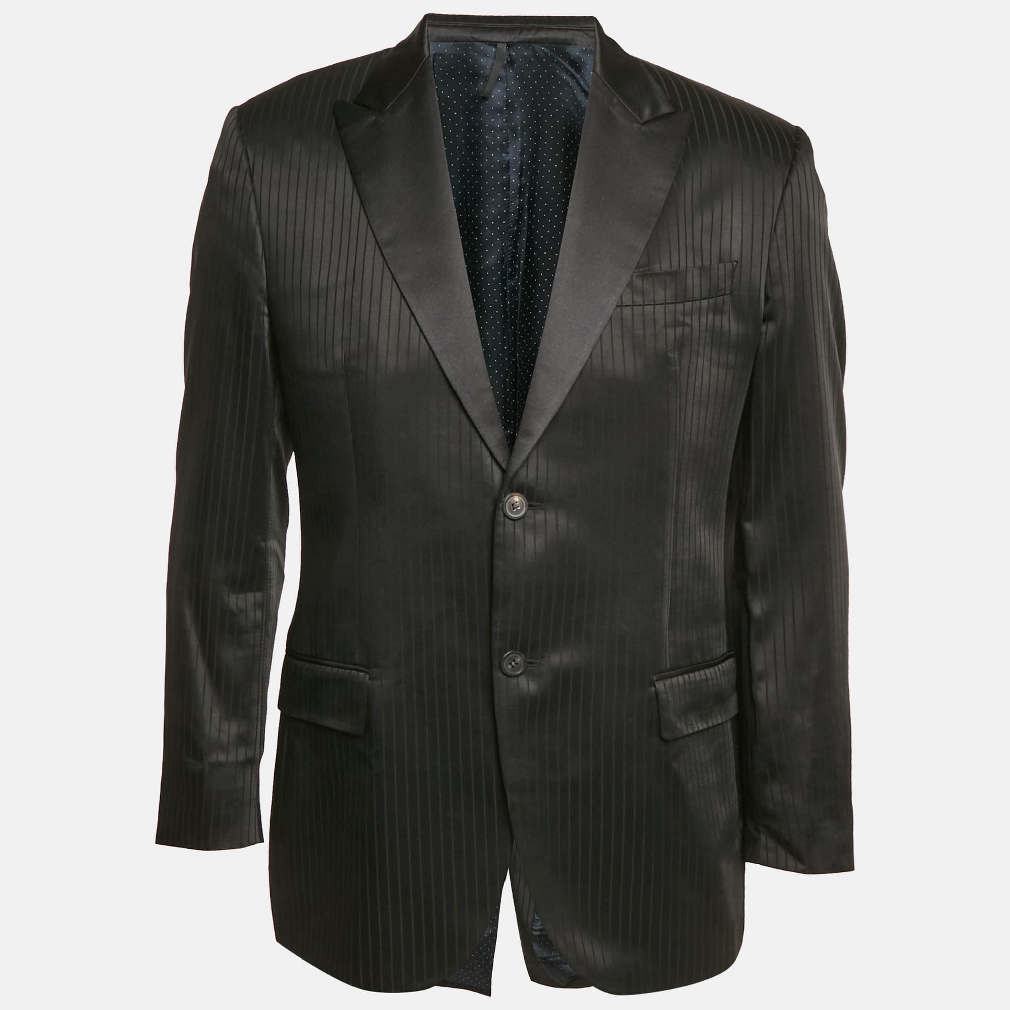 Givenchy Black Stripe Wool Blend Single Breasted Blazer L