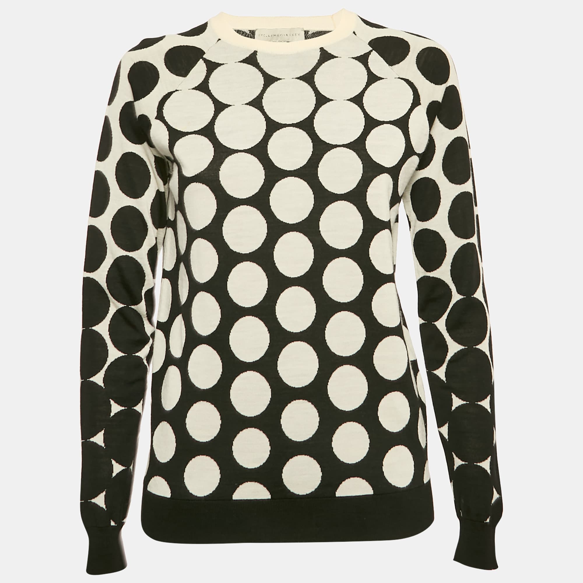 Stella McCartney Black/White Polka Dot Jacquard Knit Wool Sweater XS