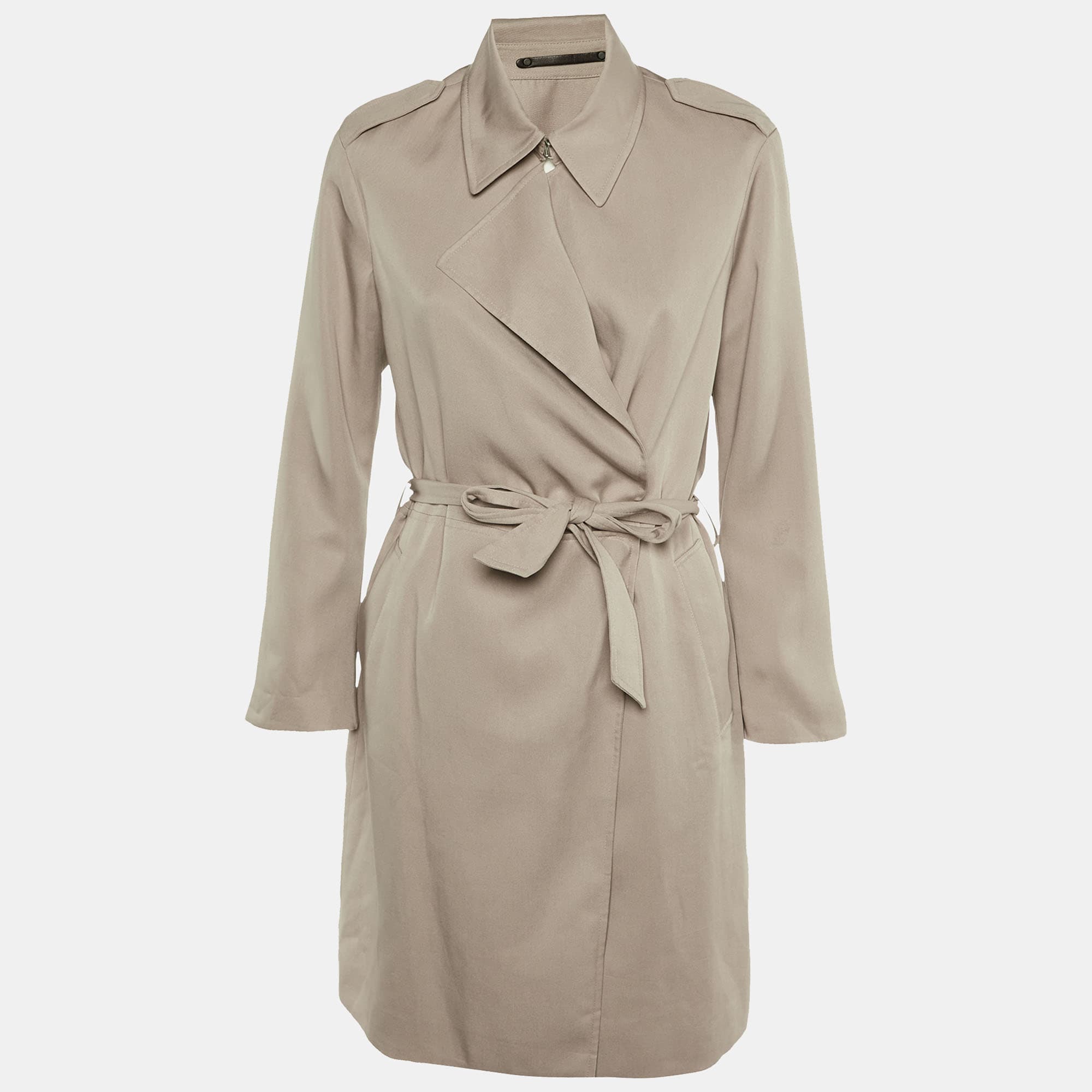 All Saints Beige Linen Belted Coat S