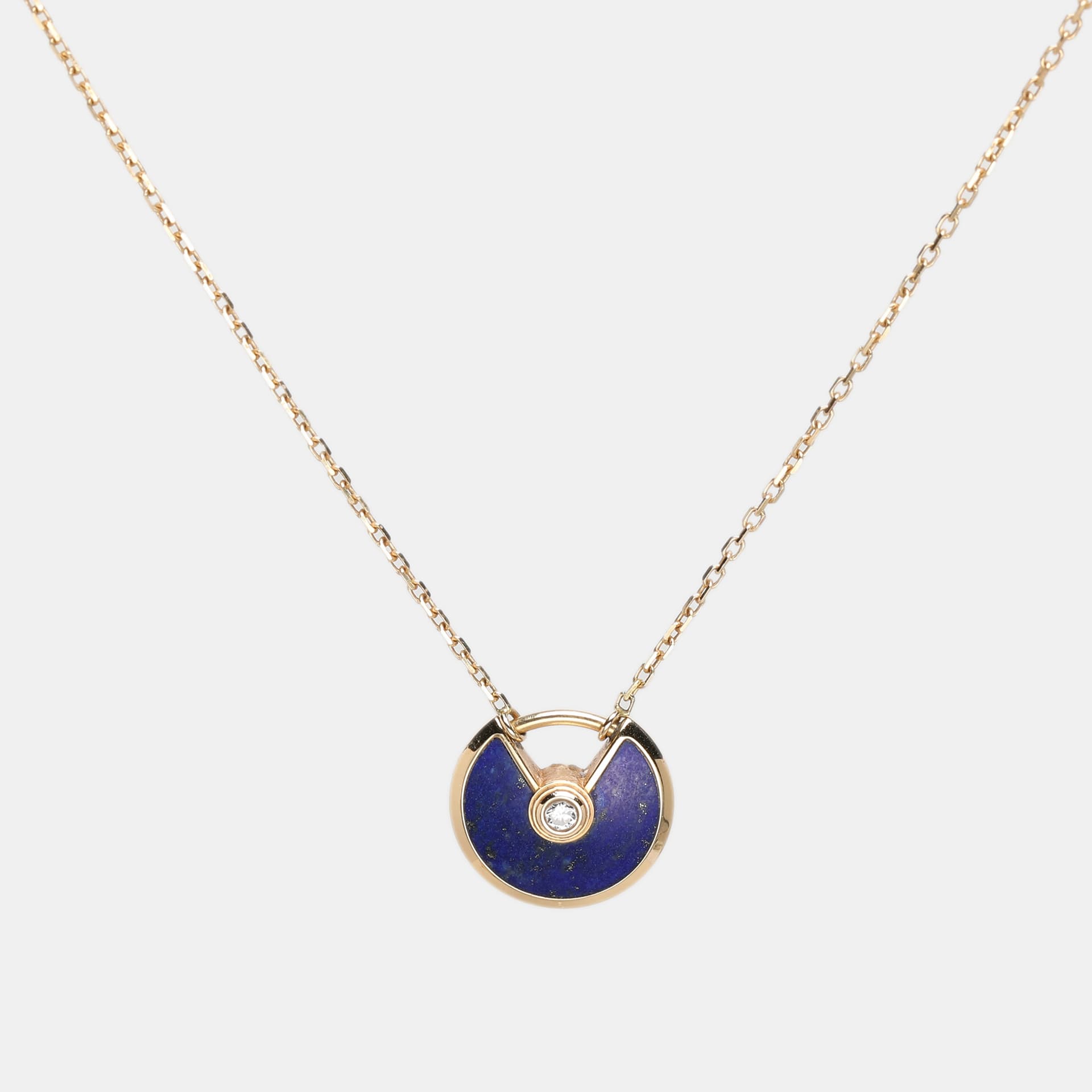 Cartier Amulette De Cartier Diamond Lapis Lazuli 18k Yellow Gold XS Model Pendant Necklace