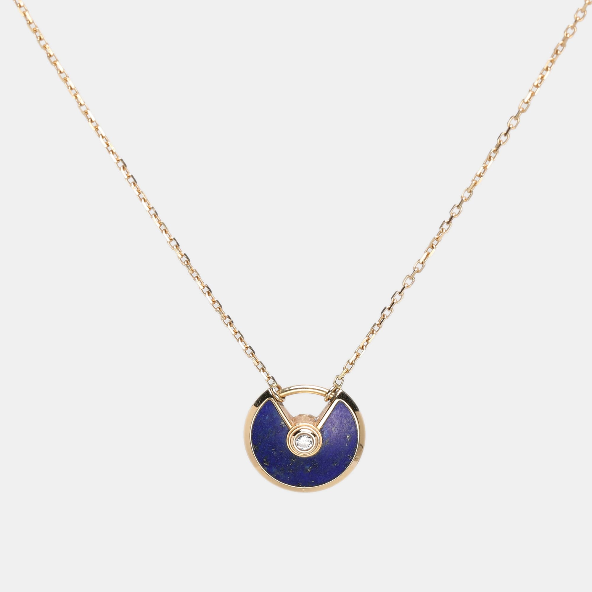 Cartier Amulette De Cartier Diamond Lapis Lazuli 18k Yellow Gold XS Model Pendant Necklace