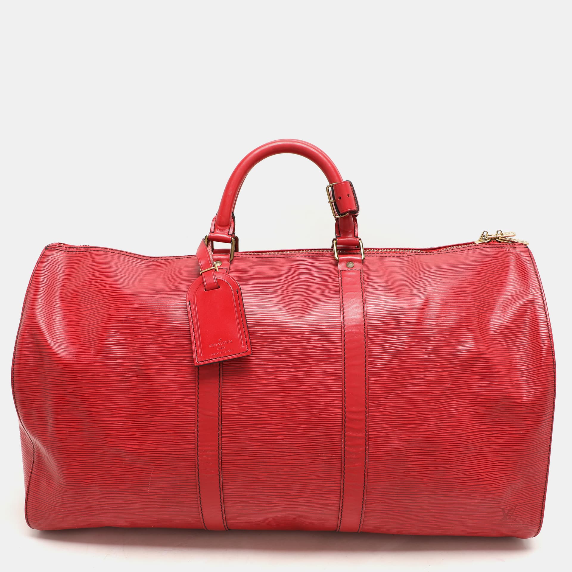 Louis Vuitton Keepall Red Leather Duffel Bags