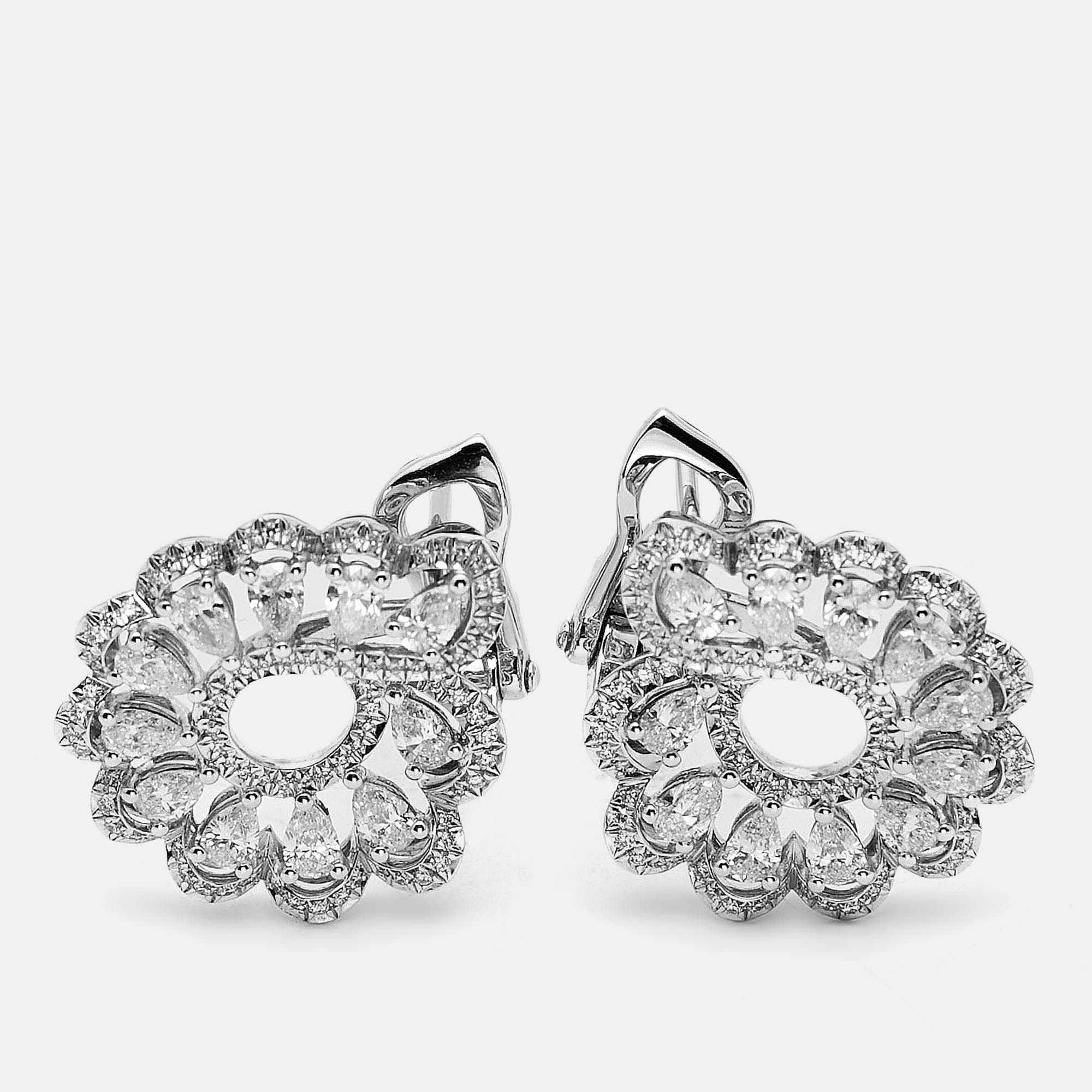 Chopard Precious Lace Vague Diamonds 18k White Gold Earrings