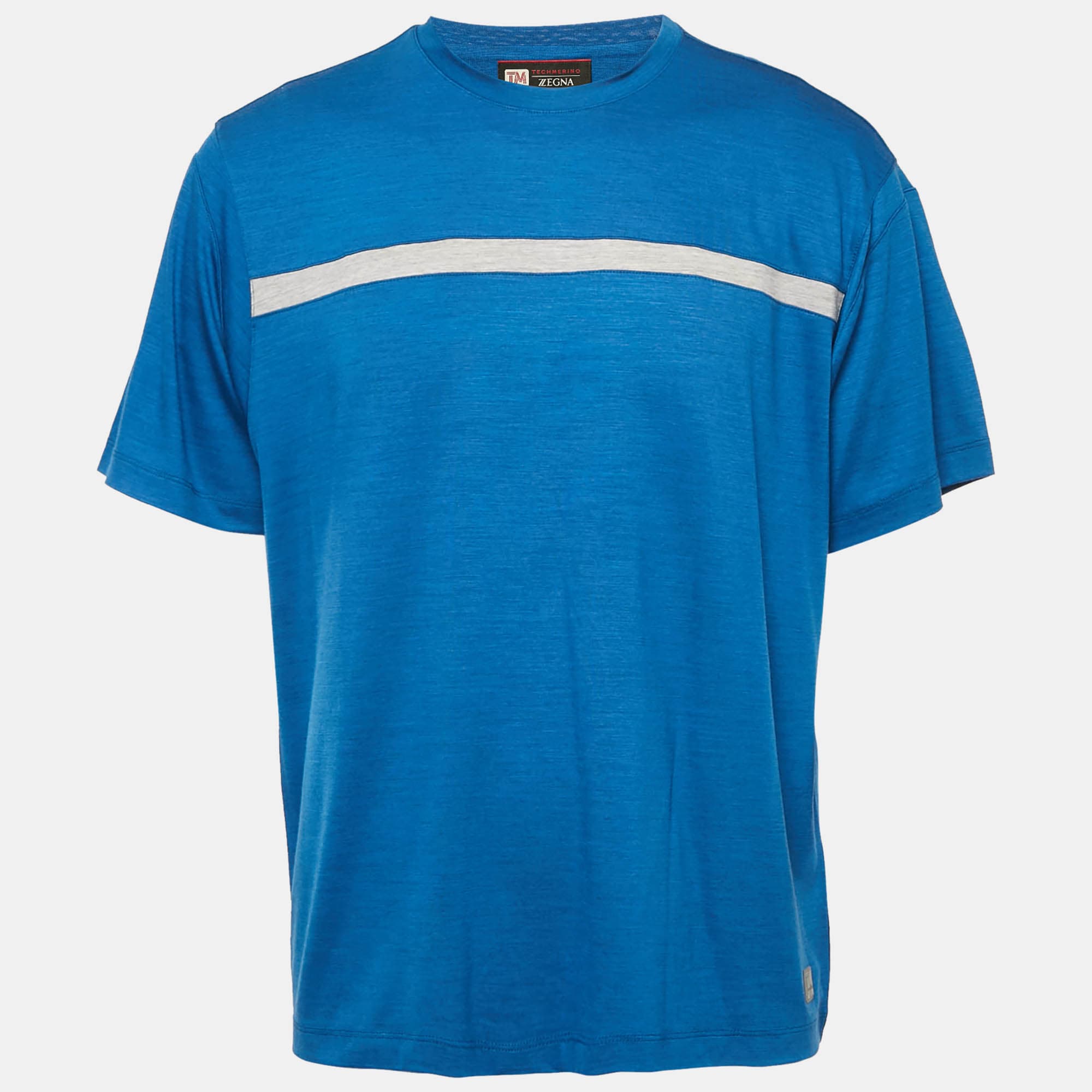 Ermenegildo Zegna Blue Wool Techmerino Crew Neck T-Shirt M