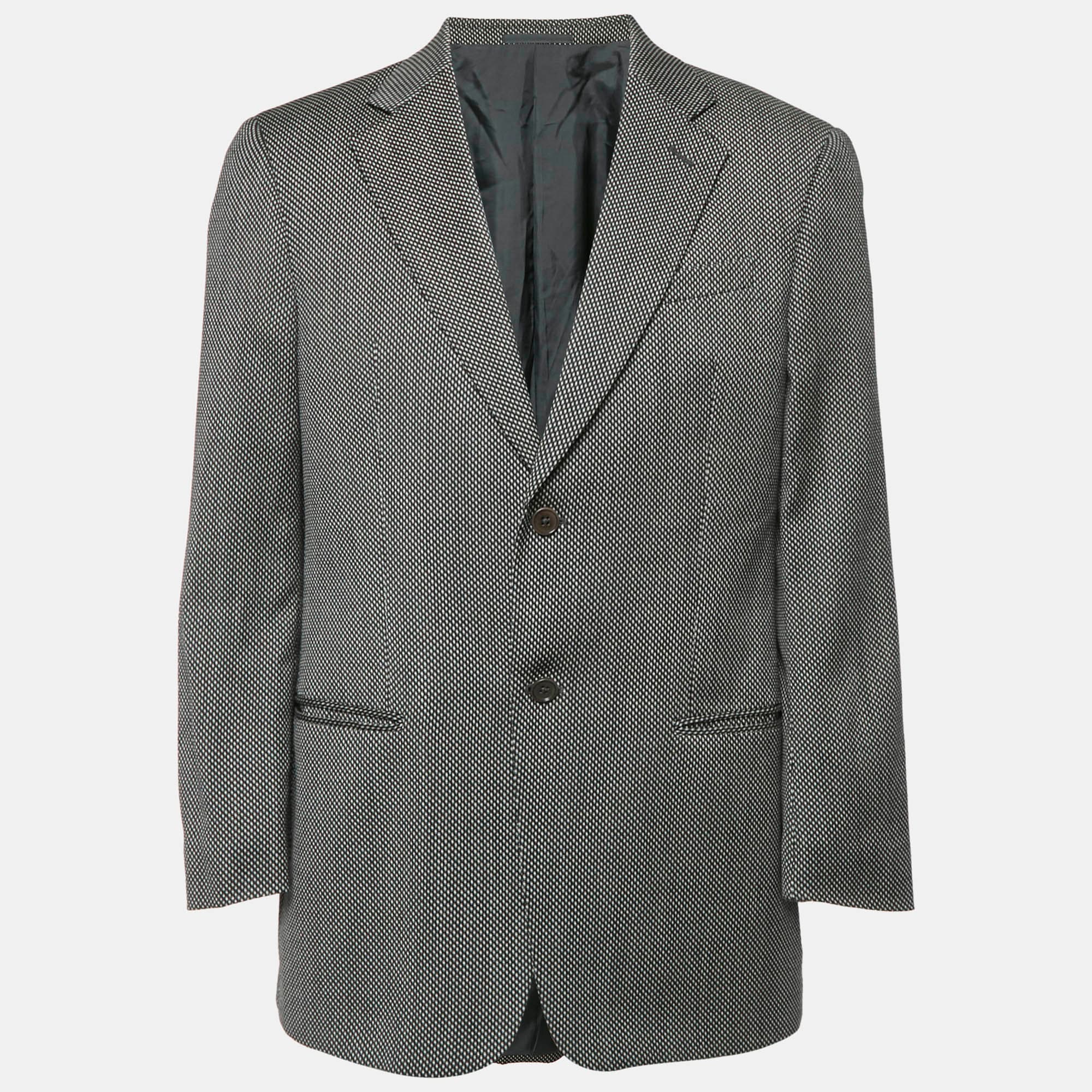 Armani Collezioni Patterned Wool Regular Fit Blazer L