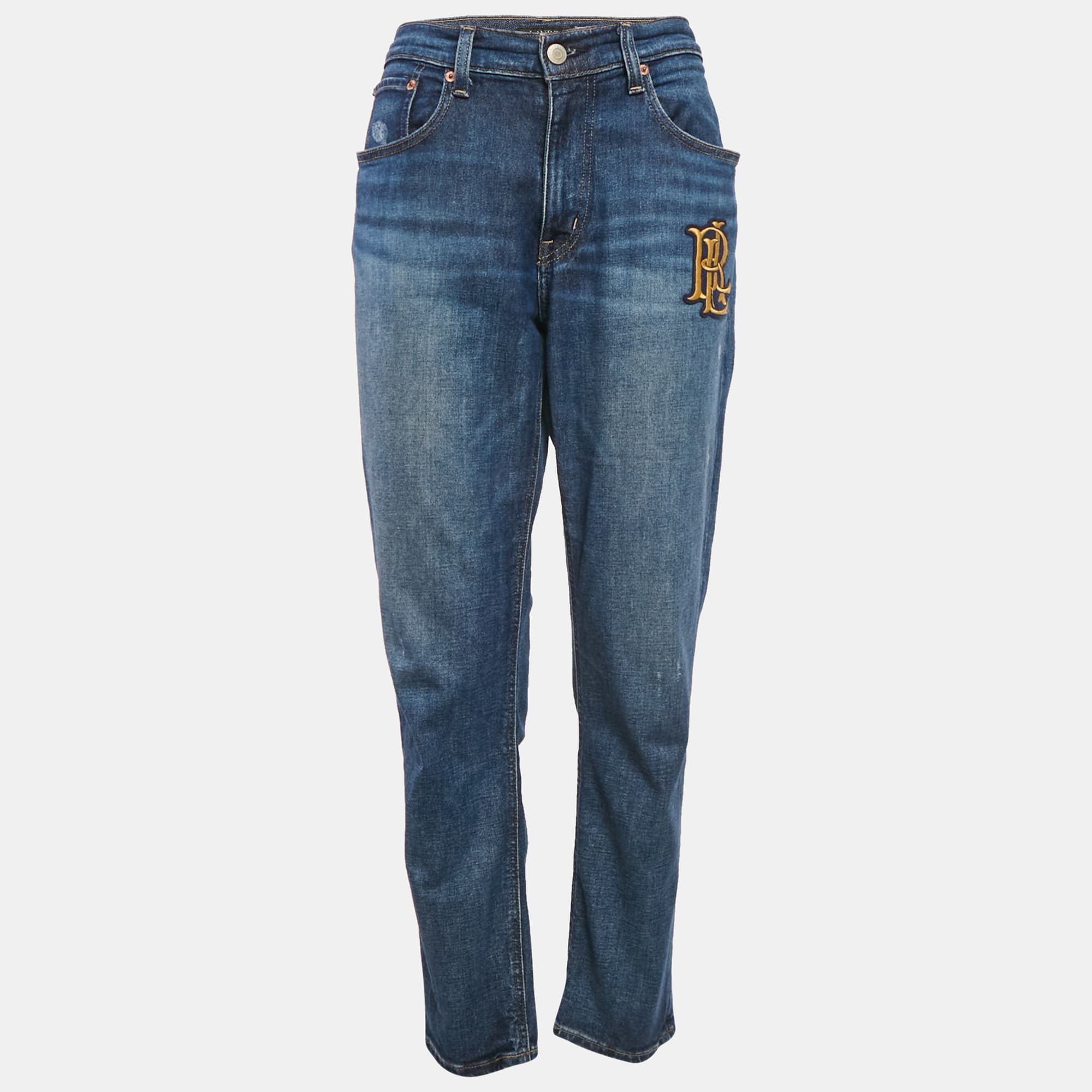 Lauren Ralph Lauren Blue Logo Embroidery Denim Jeans M Waist 33"