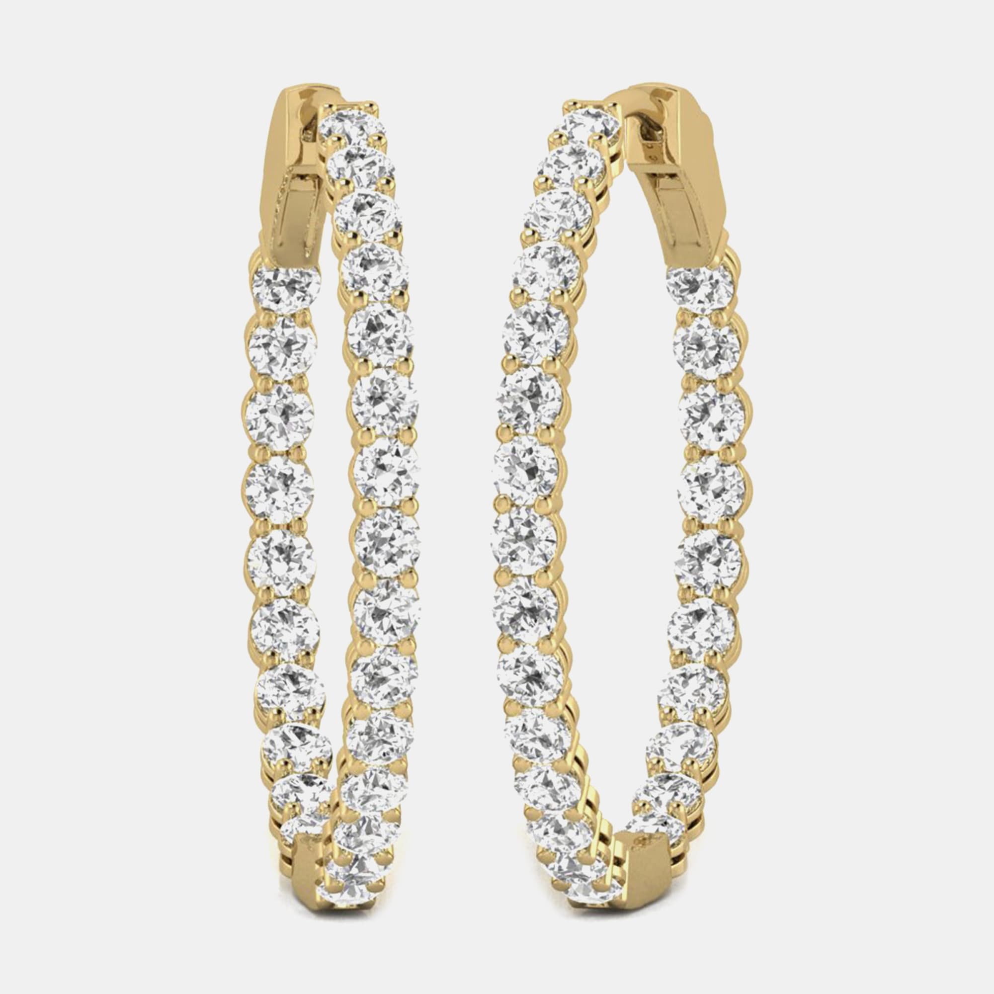 14K Yellow Gold Lab Grown Diamond Inside Out Hoop Earrings (5.00 Ct)