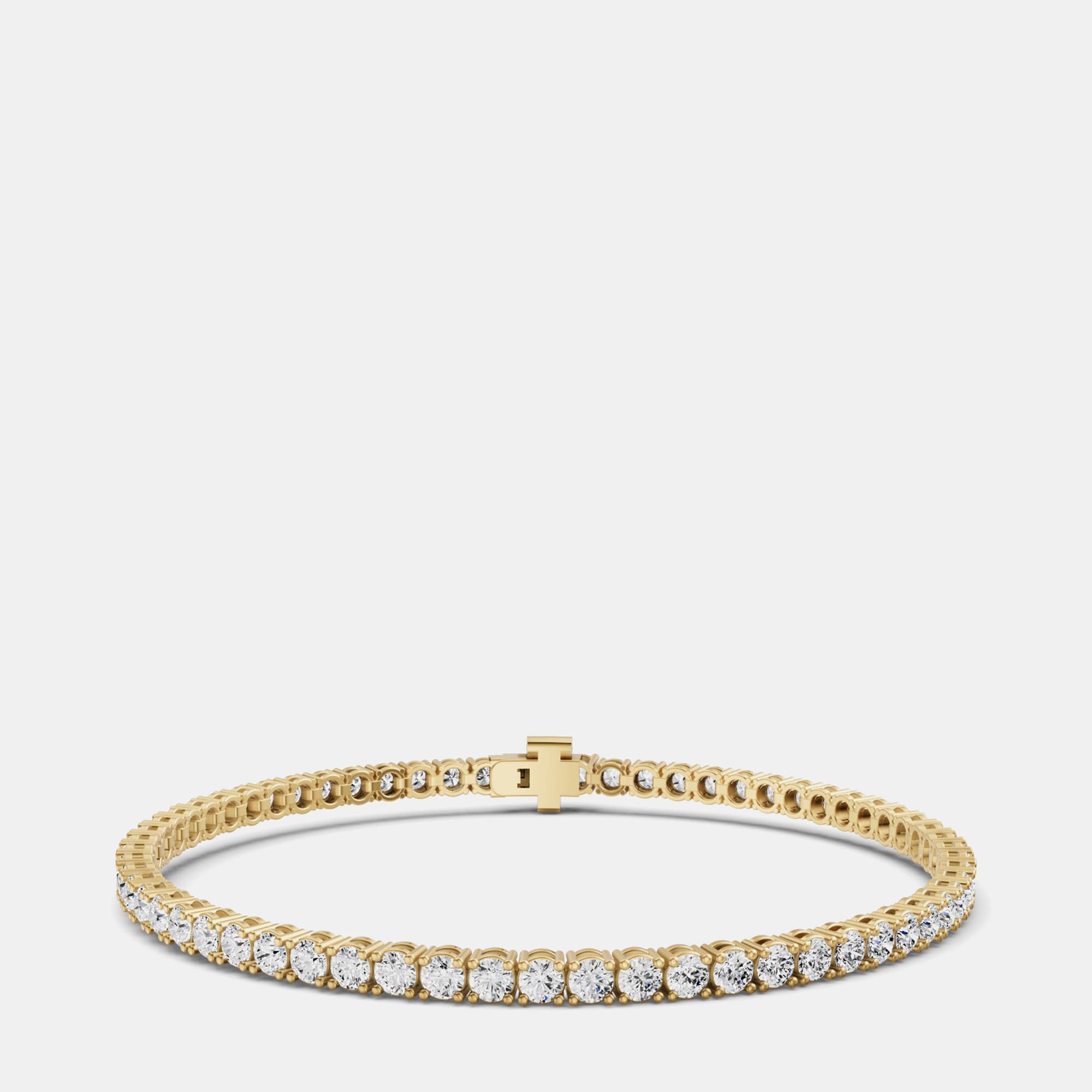 14K Yellow Gold Lab Grown Diamond Lightweight Bracelet 7 Inches (15 Ct)